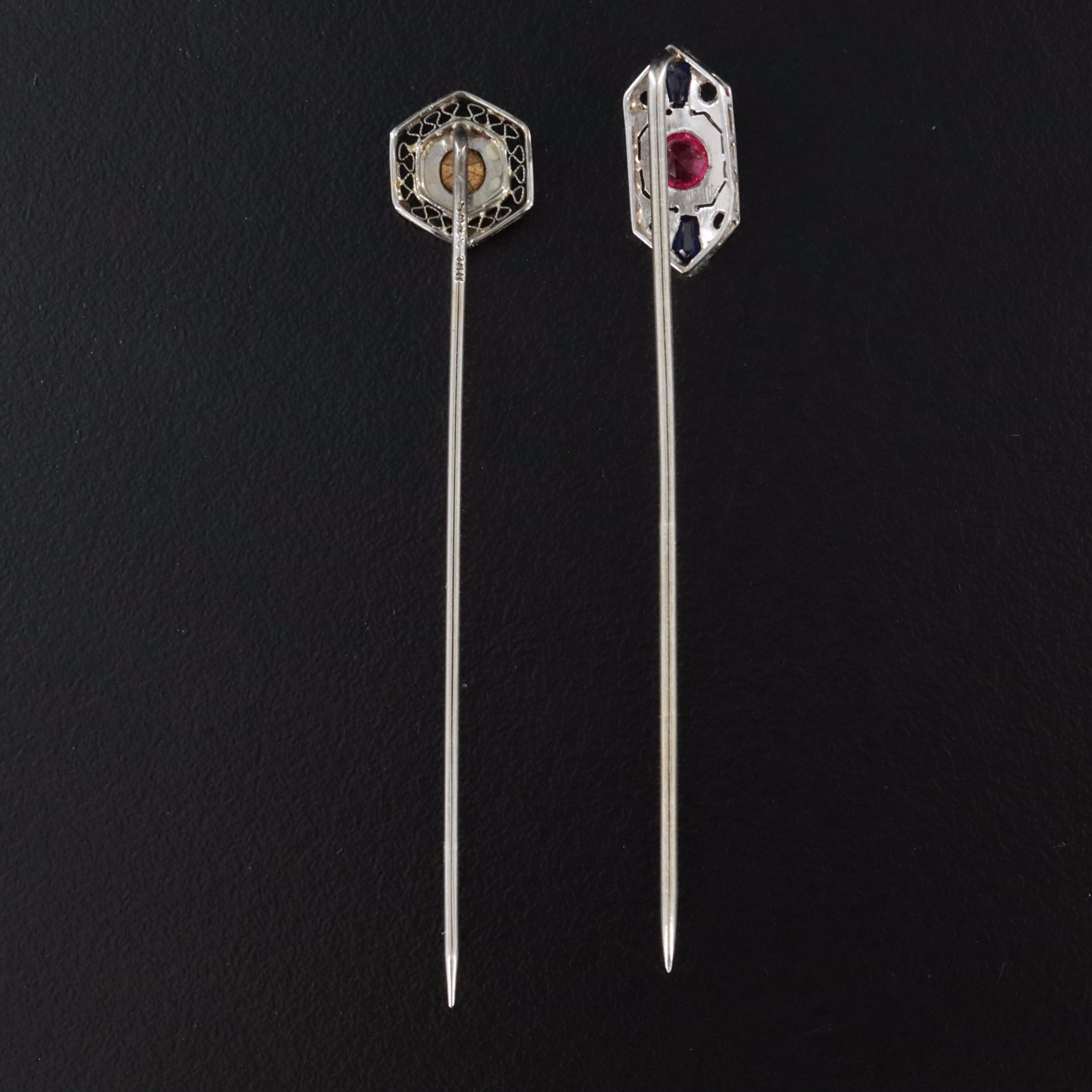 Scofield, Melcher & Scofield 18K and Art Deco Platinum Stickpins