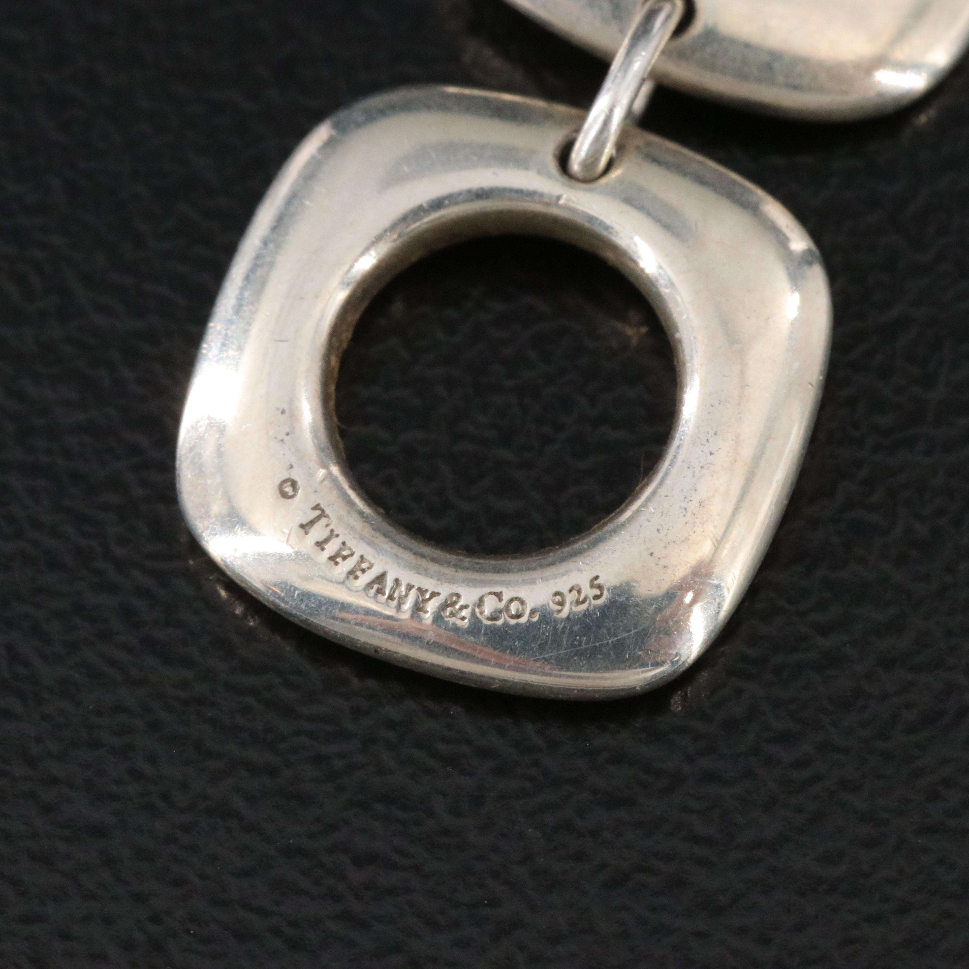 Tiffany & Co. Sterling Triple Cushion Square Necklace and Stencil Heart Pendant