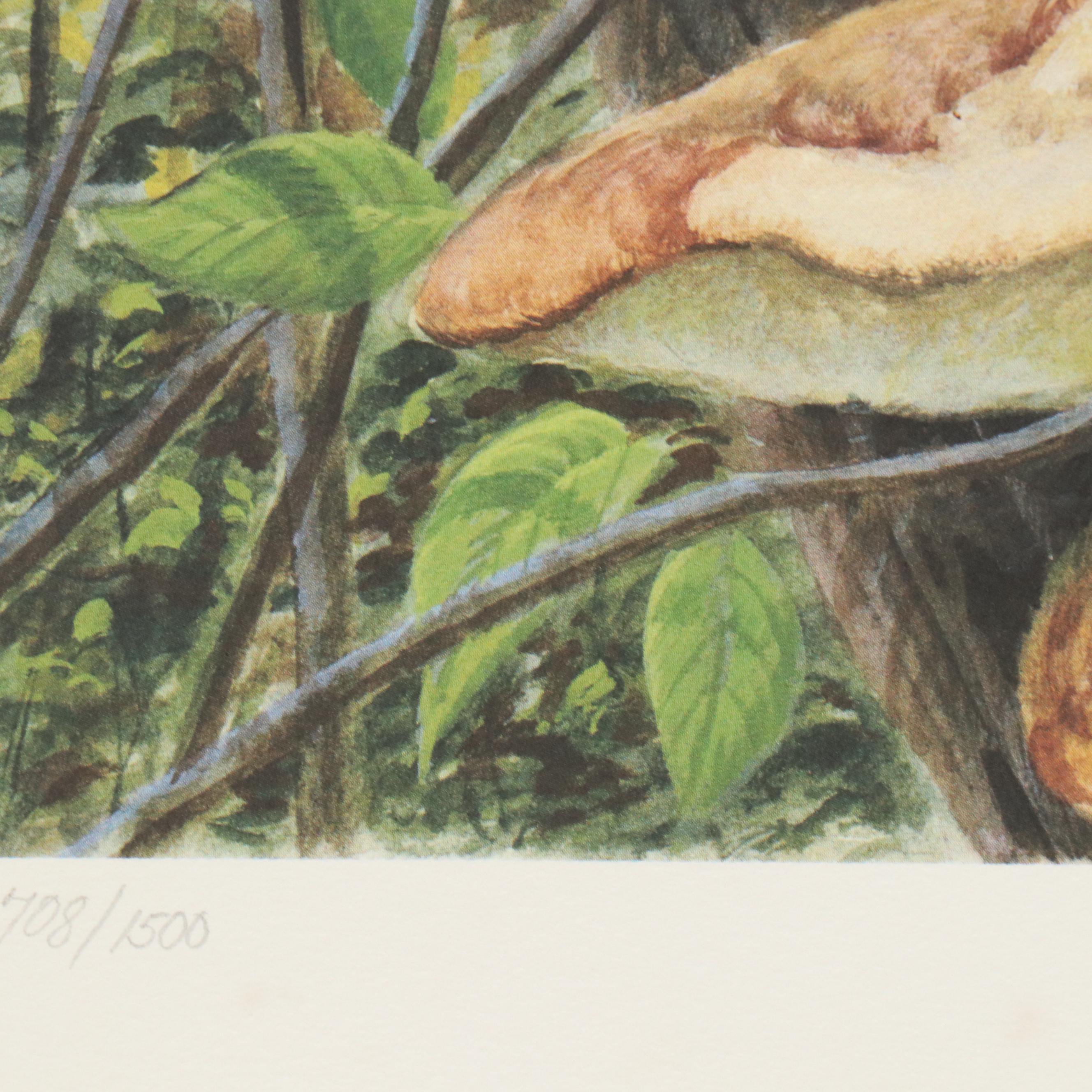 John Ruthven Offset Lithograph "Red-bellied Woodpecker," 1993