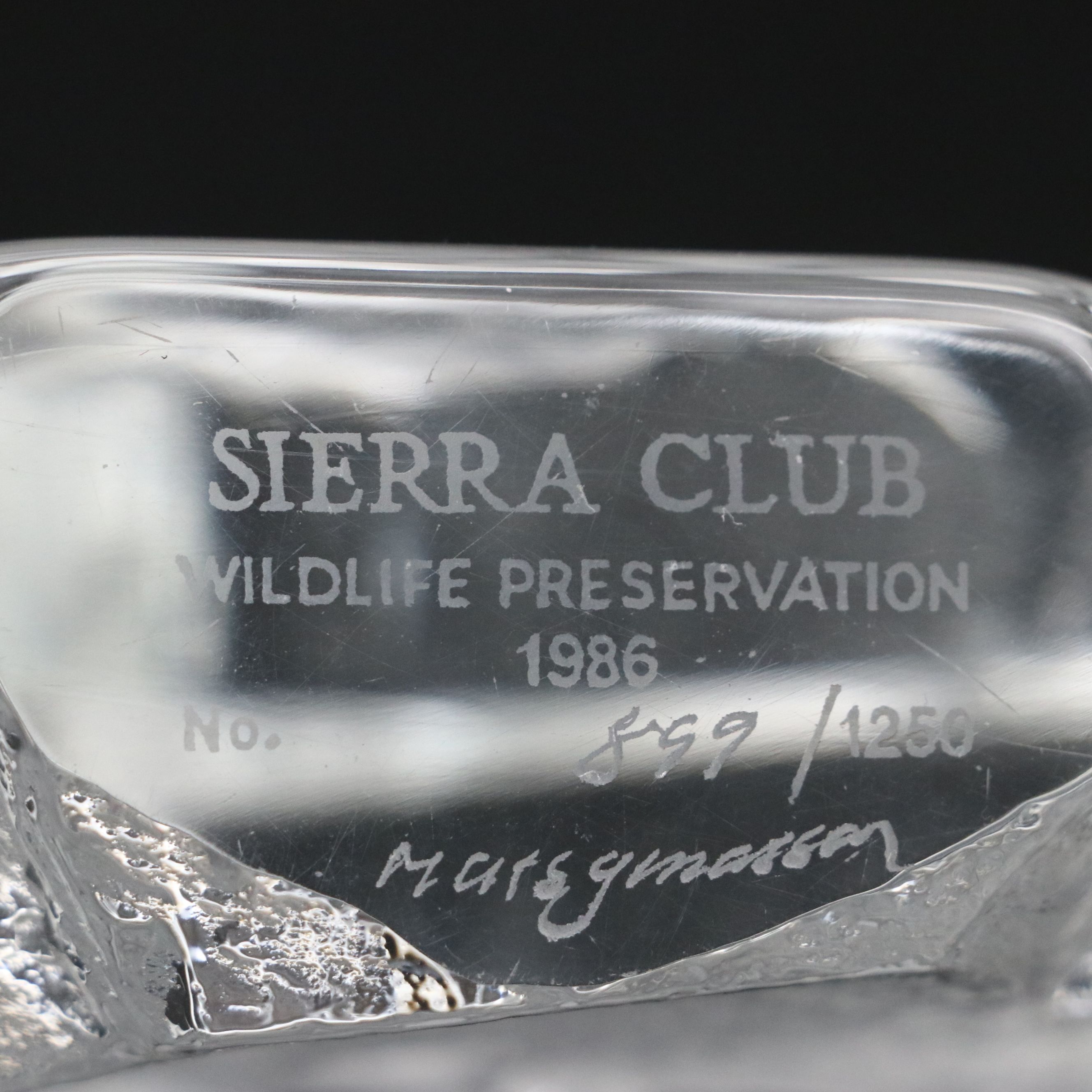 Mats Jonasson for Sierra Club Limited Edition Bighorn Sheep Art Glass Figure