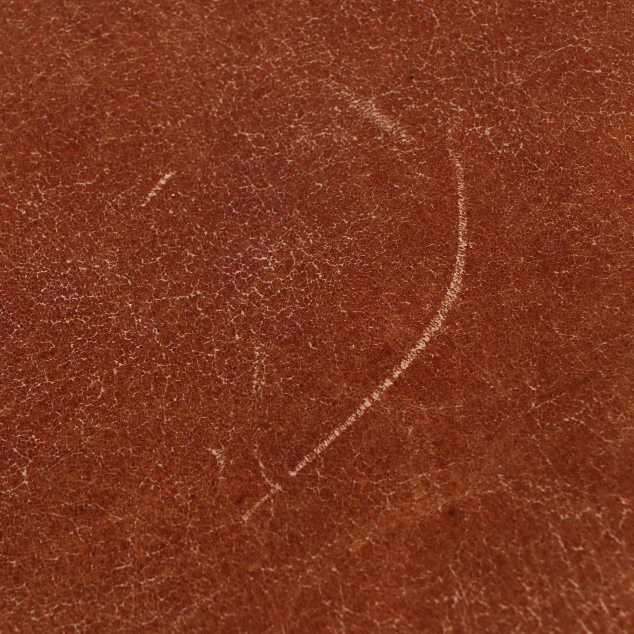 Contemporary Wood and Leather Ottoman