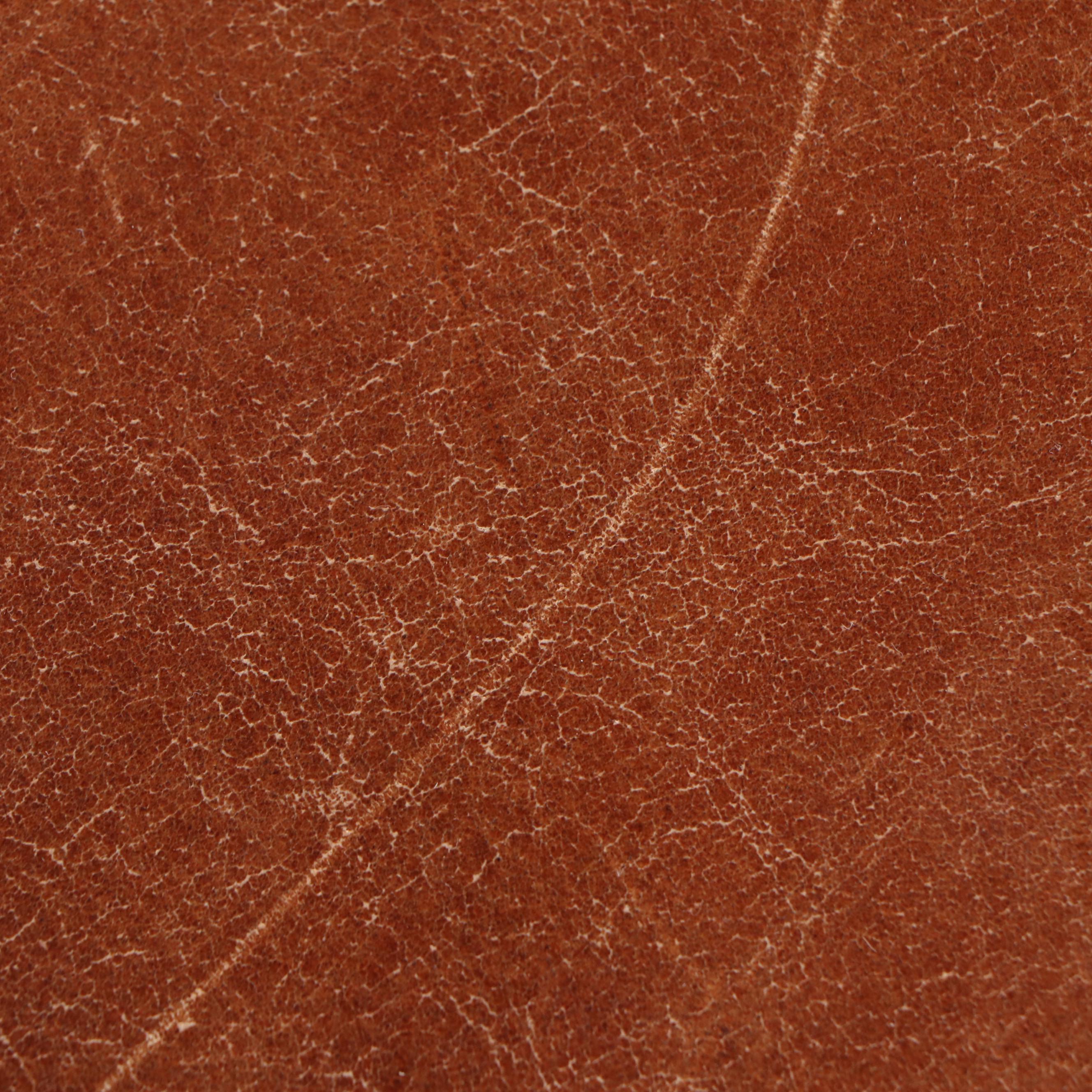 Contemporary Wood and Leather Ottoman