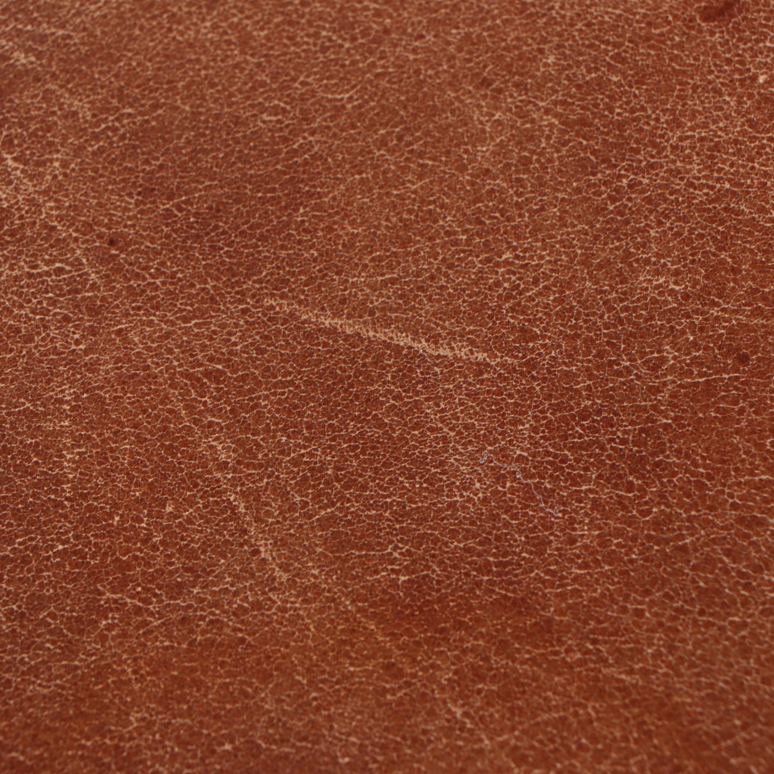 Contemporary Wood and Leather Ottoman