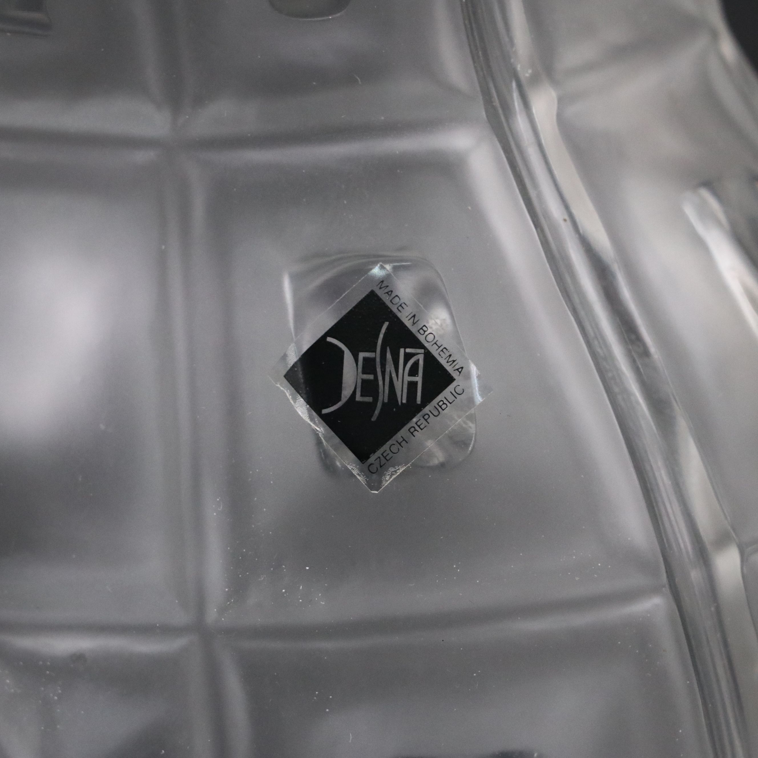 Desná Czech Frosted Glass Vase of Nude Figure with Block Motif