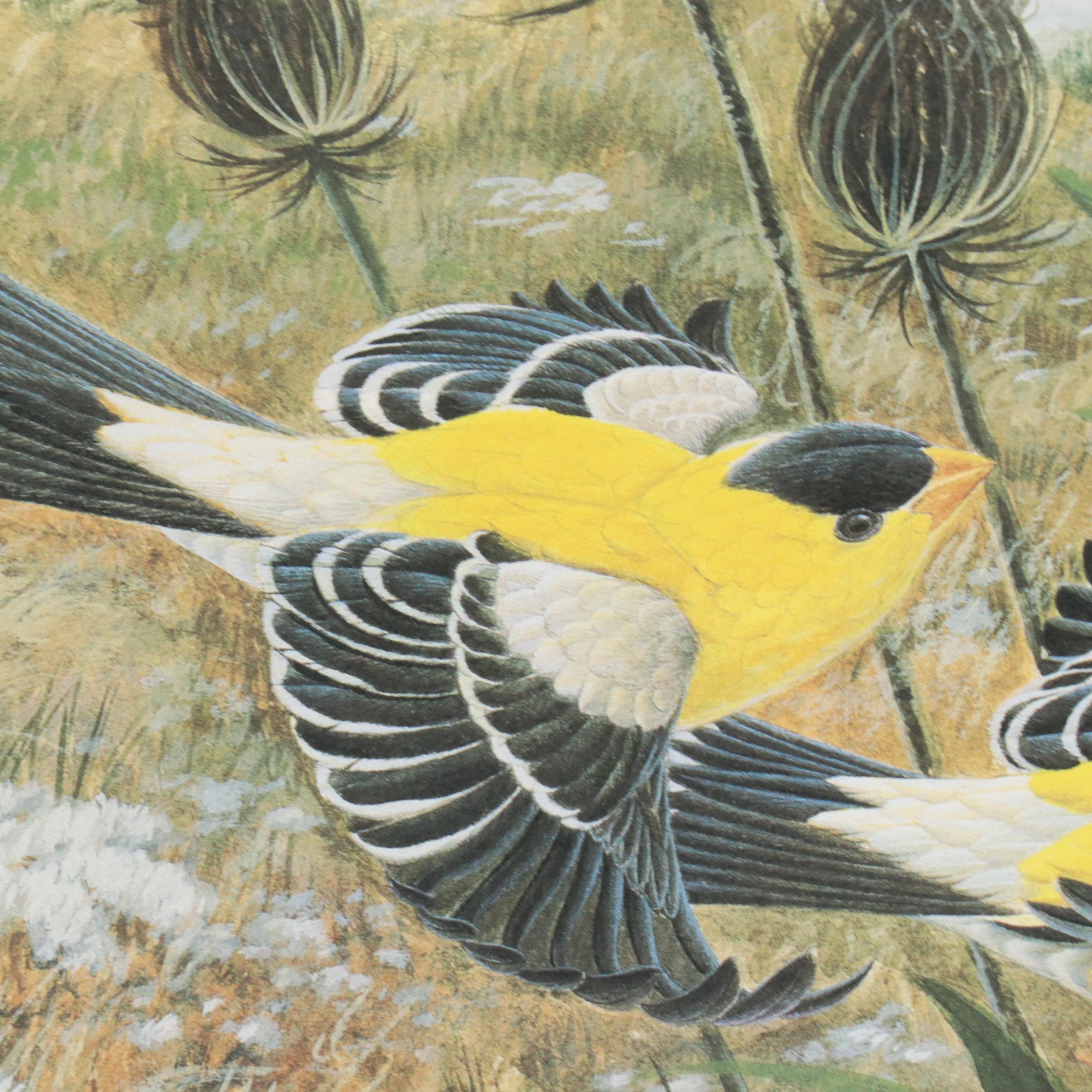 John Ruthven Offset Lithograph "Goldfinch," 1990
