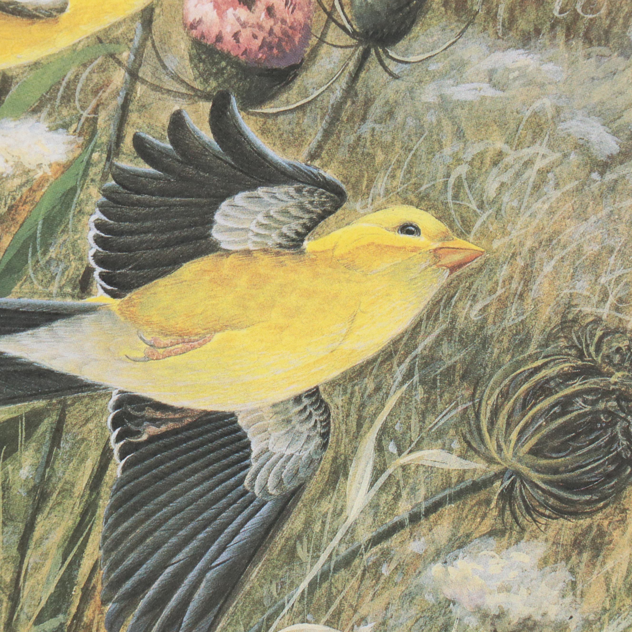 John Ruthven Offset Lithograph "Goldfinch," 1990