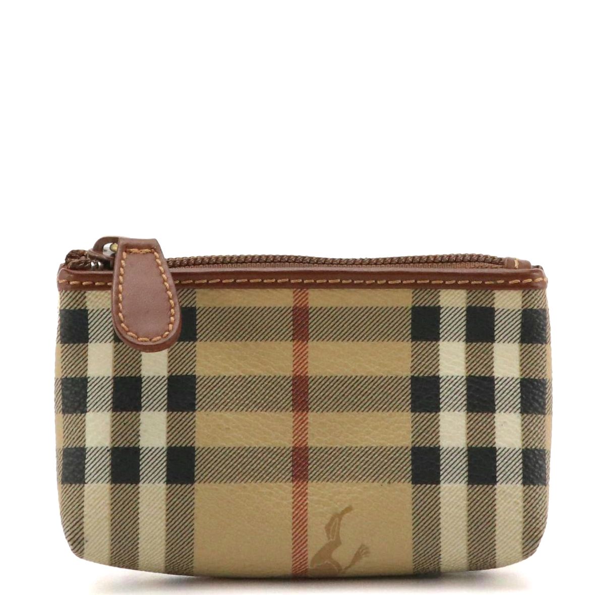 Burberry Mini Zip Pouch in Haymarket Check Coated Canvas and Leather Trim