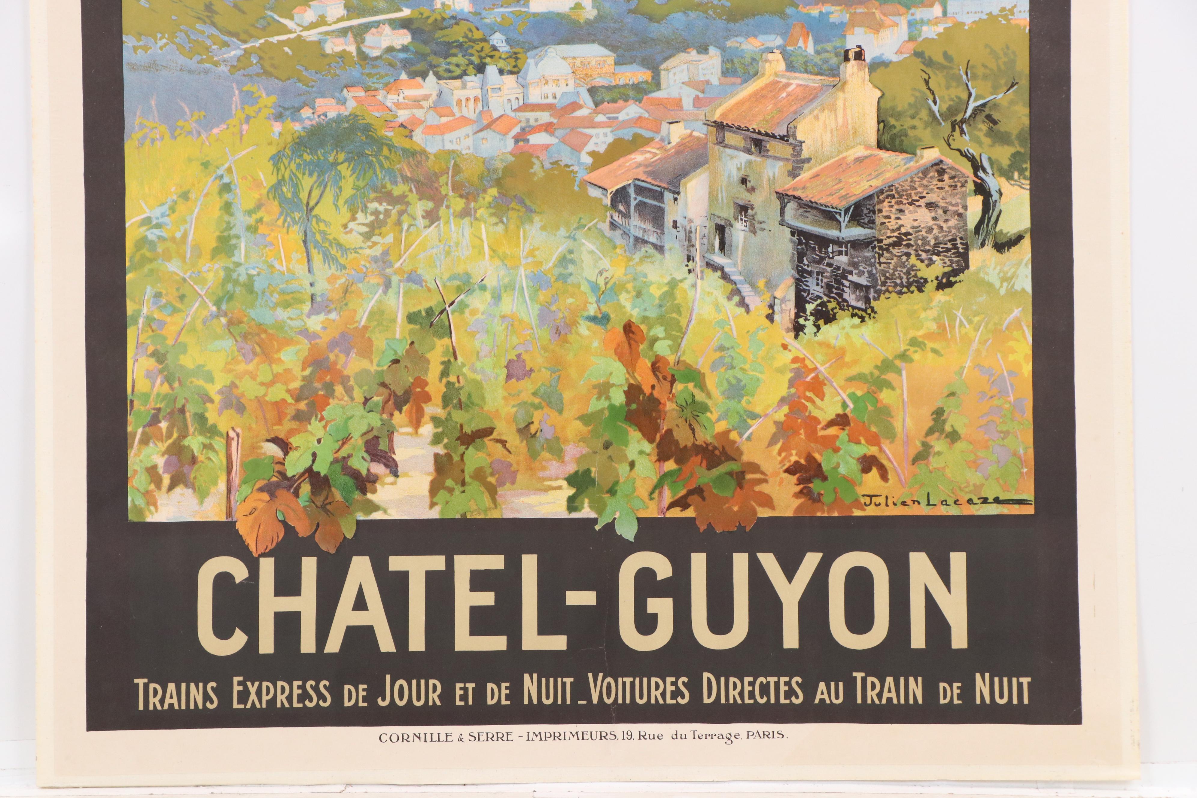 Designed by Julien Lacaze French Travel Color Lithograph Poster "Chatel-Guyon"