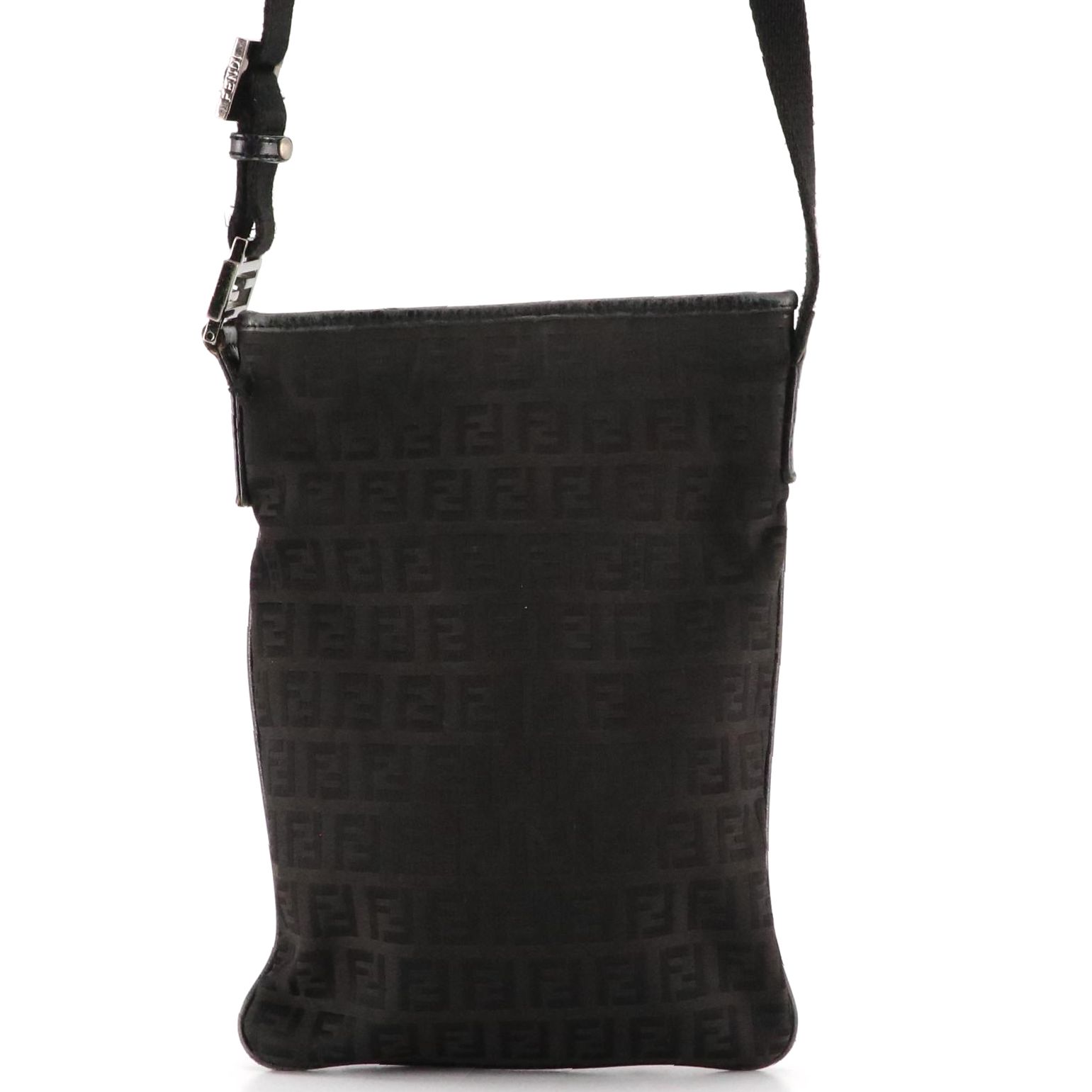 Fendi Vertical Crossbody Bag in Black FF Canvas and Leather