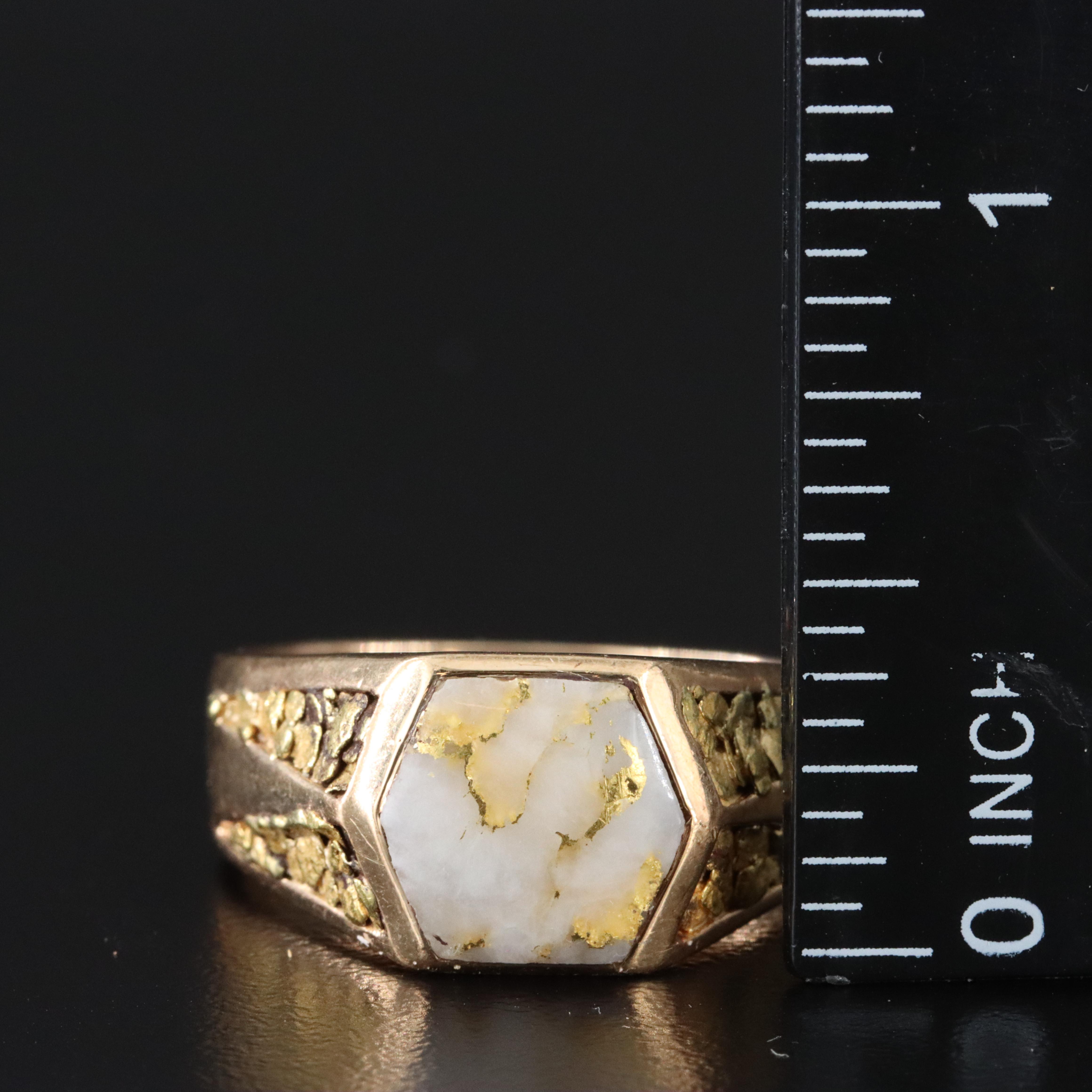 14K Gold Vein in Quartz Ring with 18K Nuggets