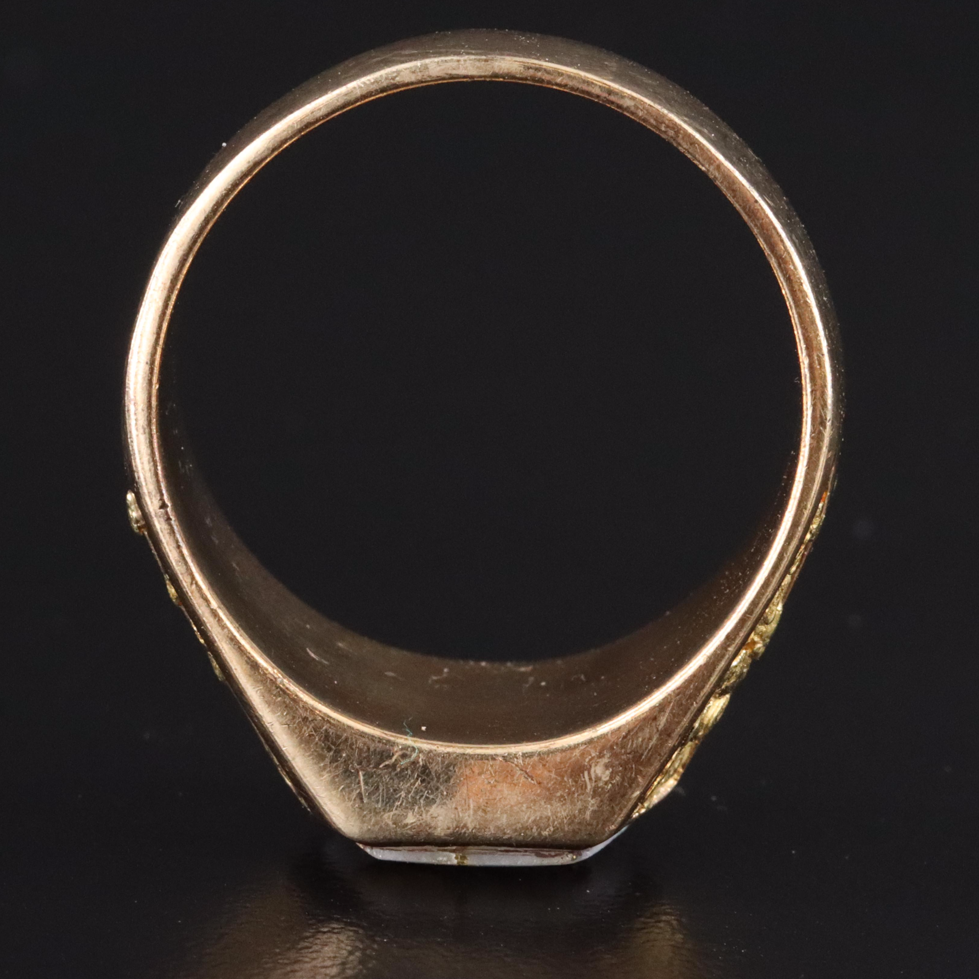 14K Gold Vein in Quartz Ring with 18K Nuggets