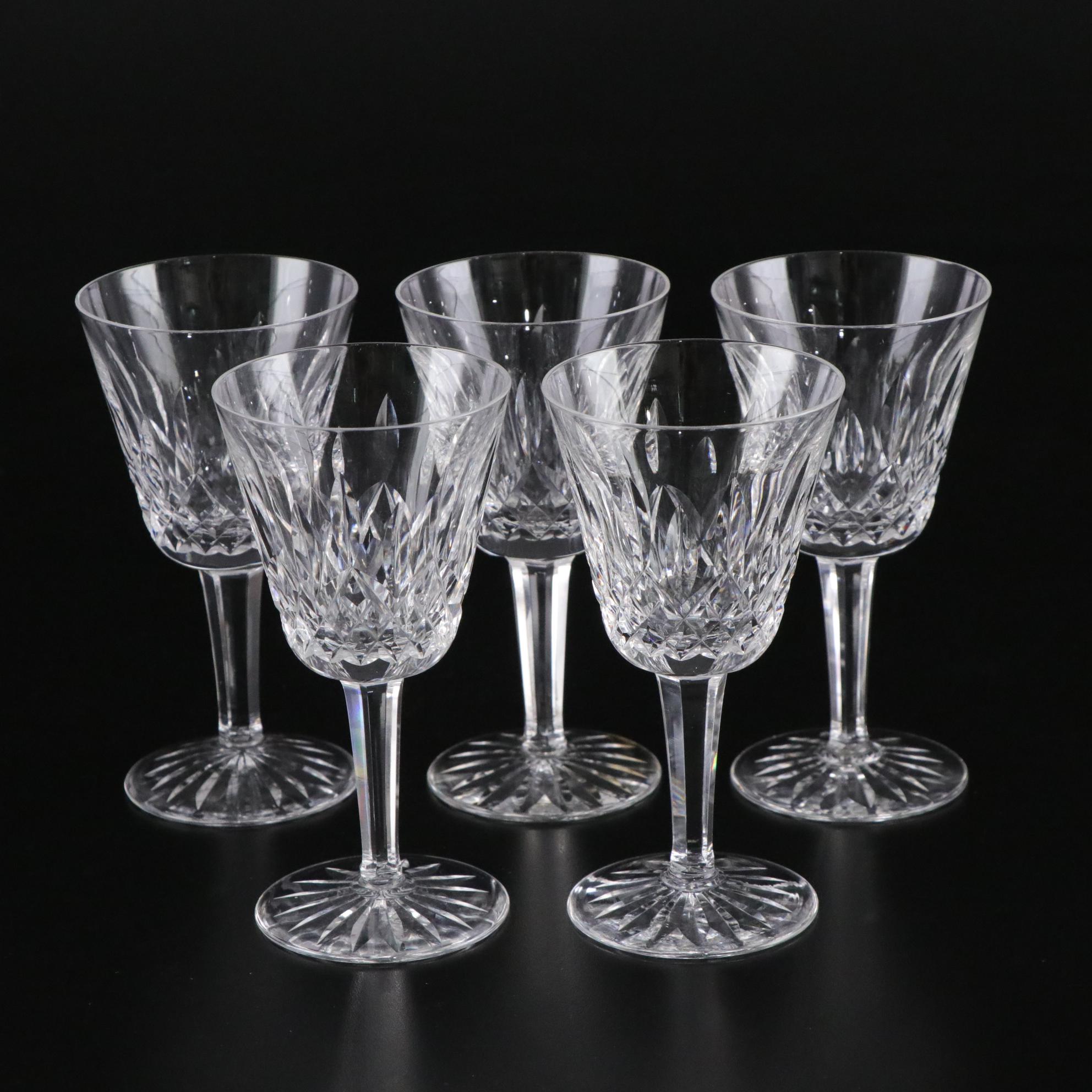 Five Waterford Crystal "Lismore" Claret Stems