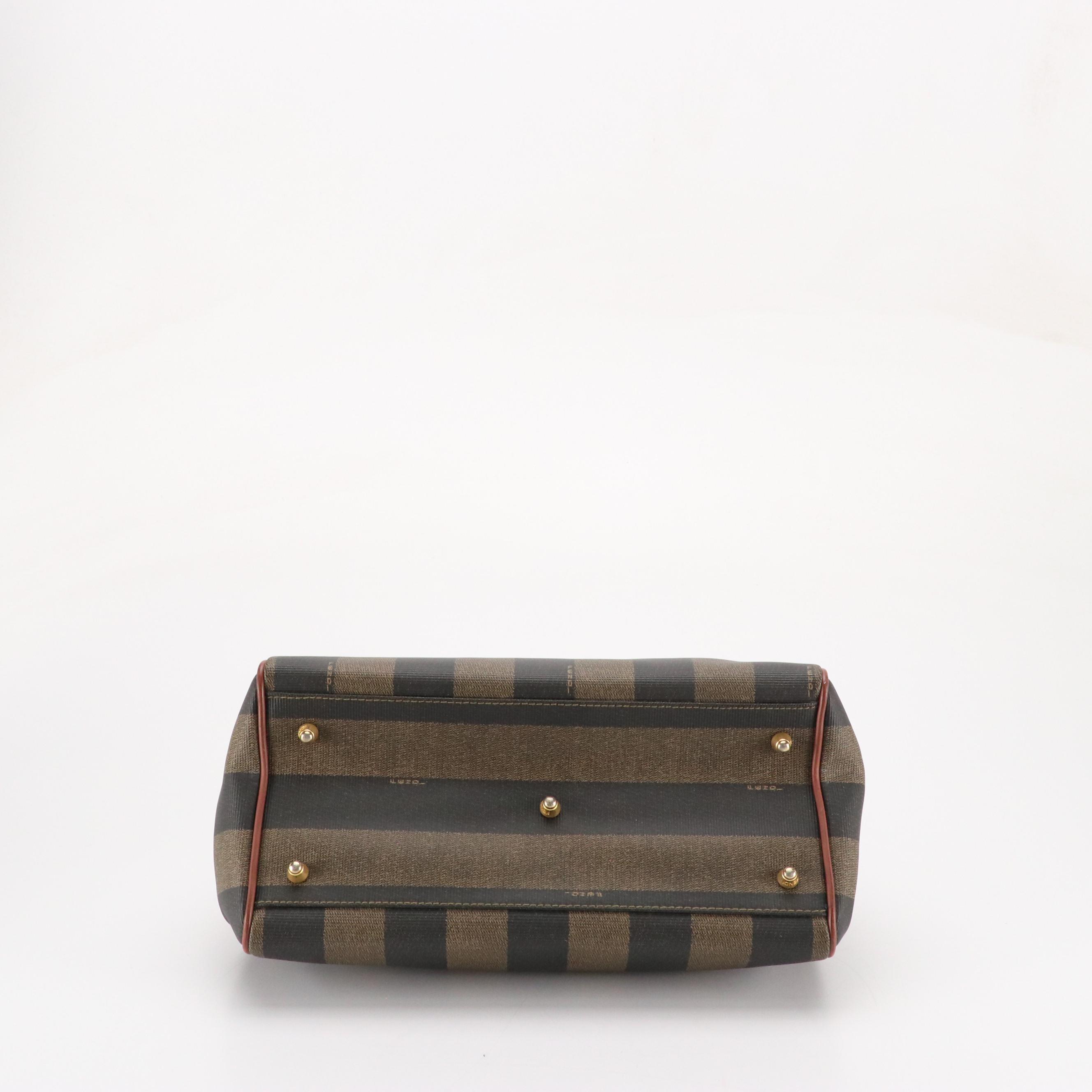 Fendi Hinge Frame Handbag in Pequin Stripe Coated Canvas and Leather