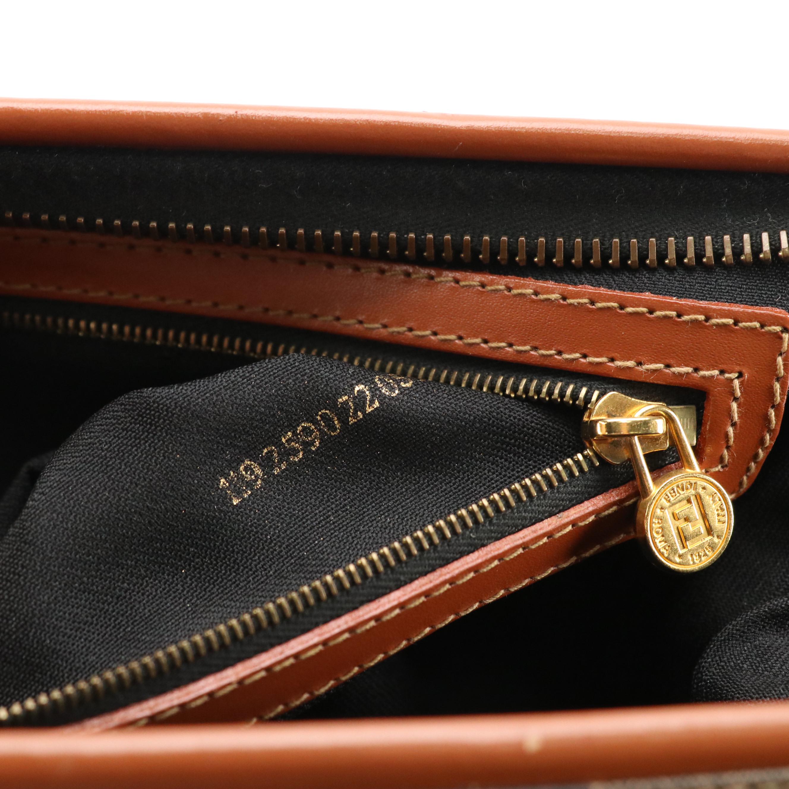 Fendi Hinge Frame Handbag in Pequin Stripe Coated Canvas and Leather