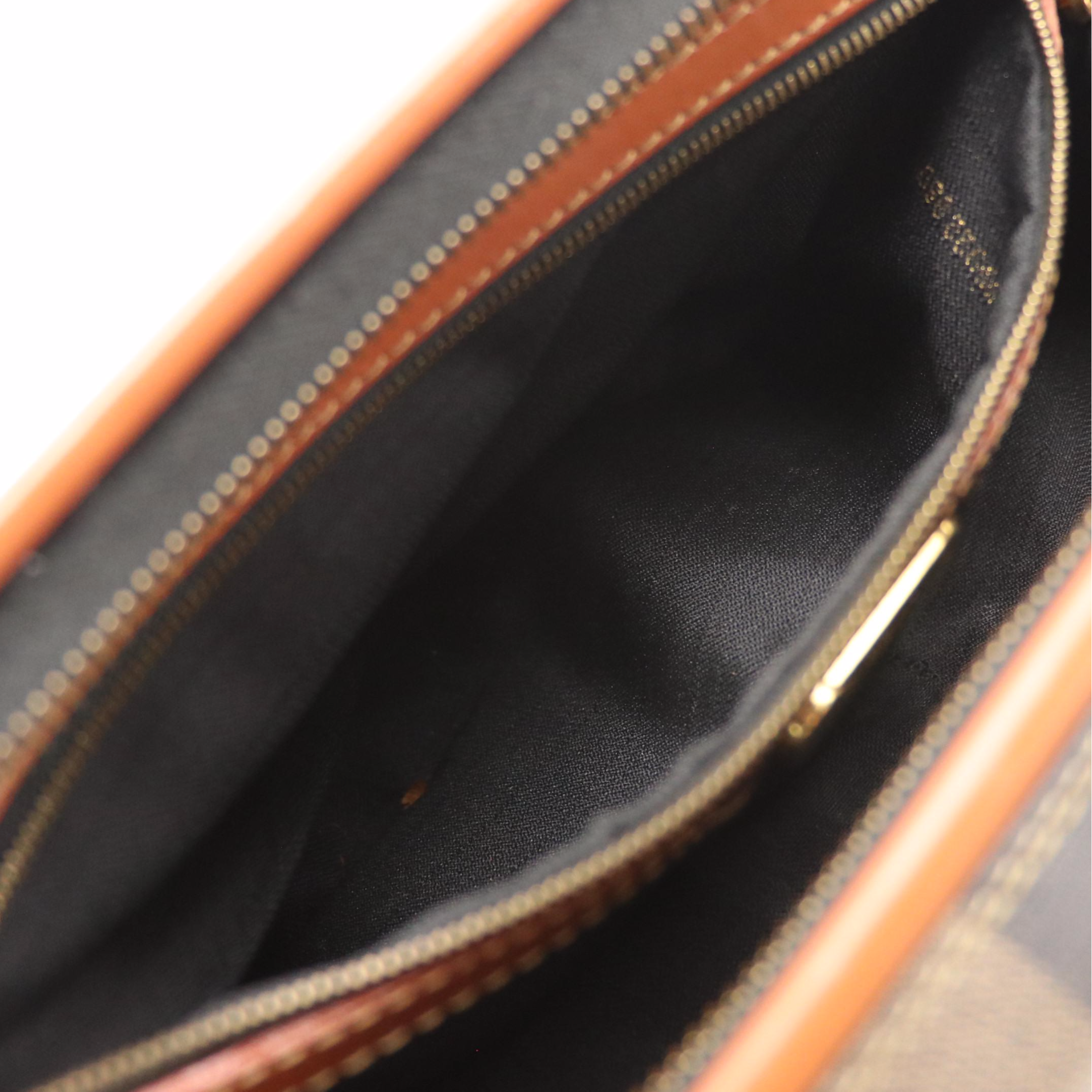 Fendi Hinge Frame Handbag in Pequin Stripe Coated Canvas and Leather