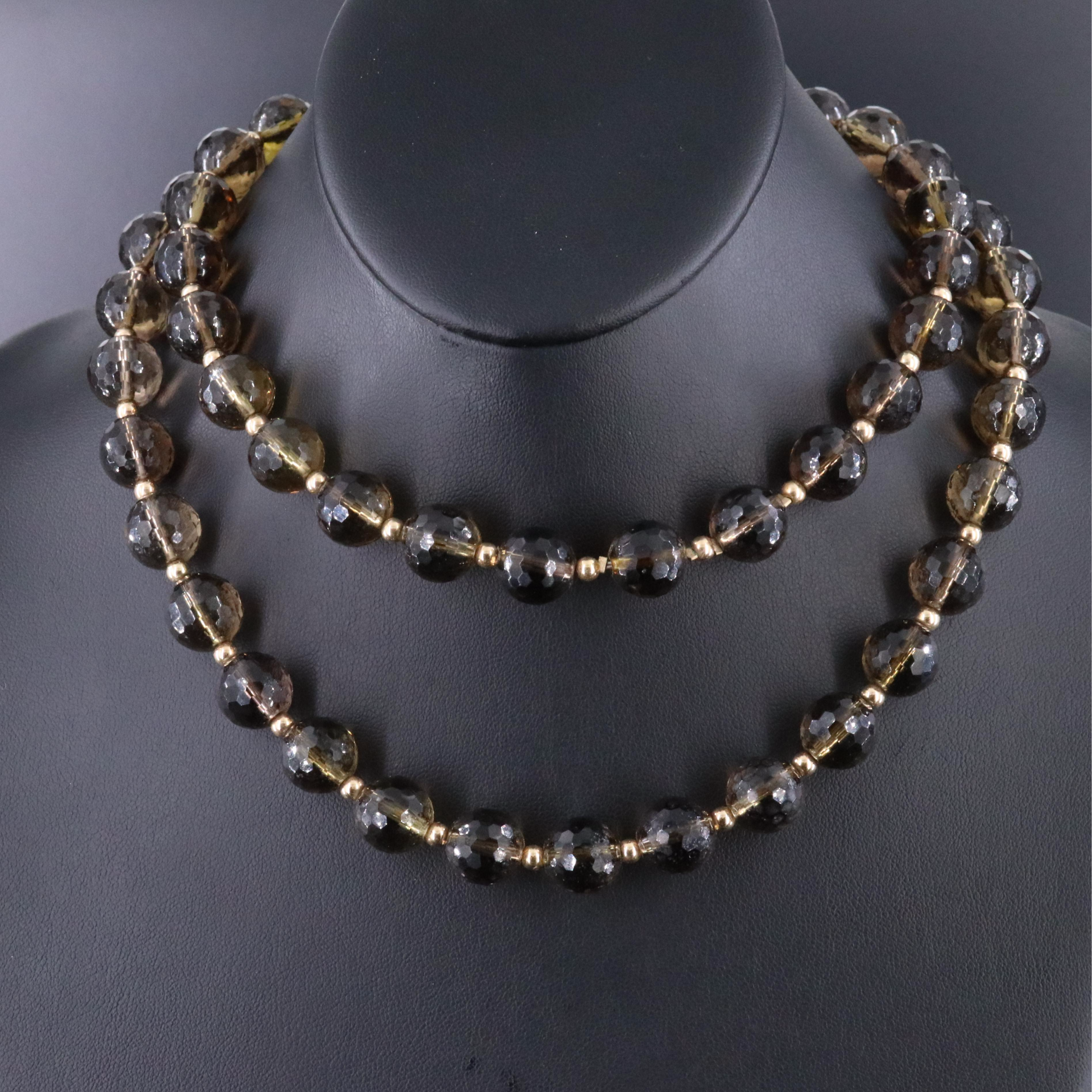 Endless Smoky Quartz Necklace with 14K Spacer Beads