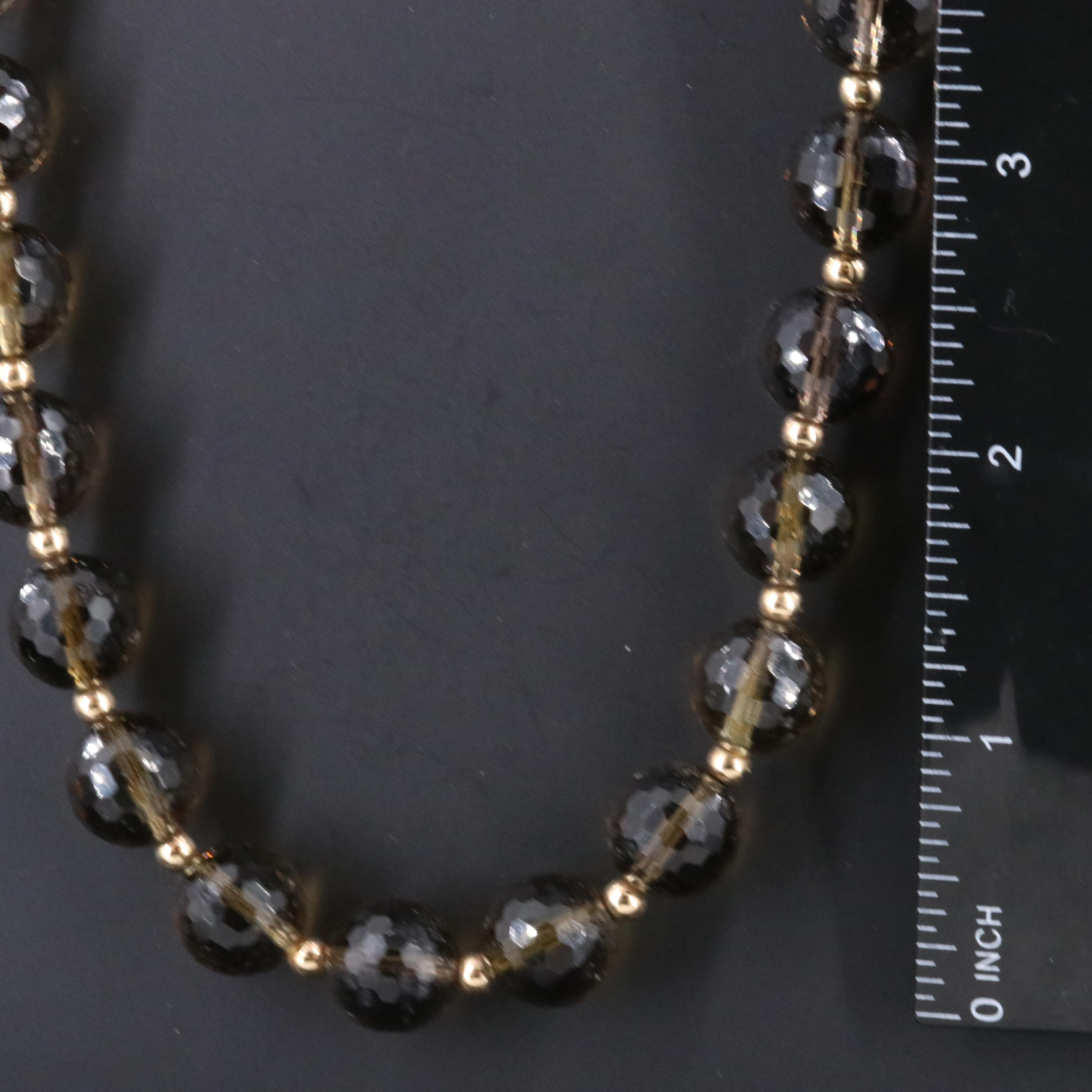 Endless Smoky Quartz Necklace with 14K Spacer Beads