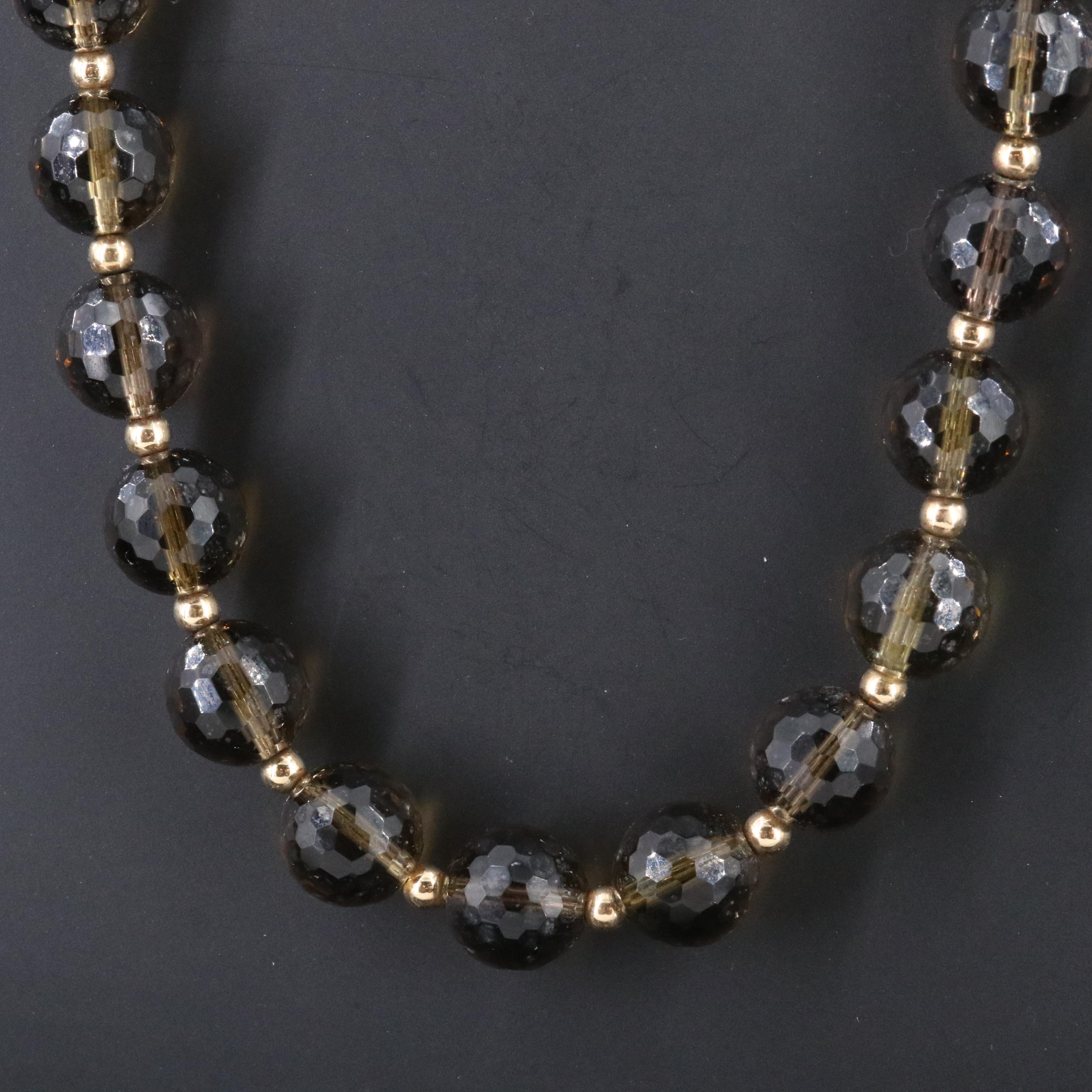 Endless Smoky Quartz Necklace with 14K Spacer Beads