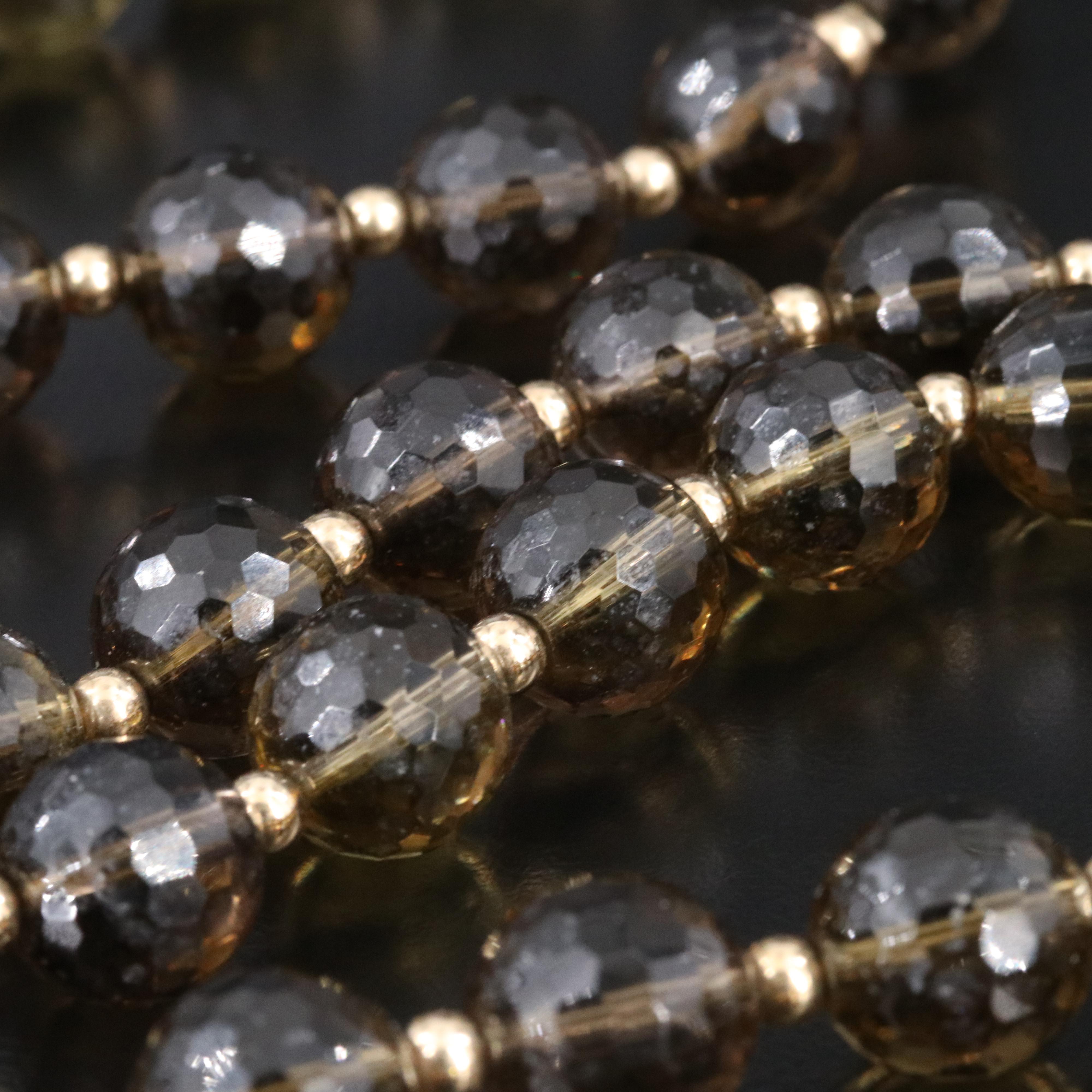 Endless Smoky Quartz Necklace with 14K Spacer Beads