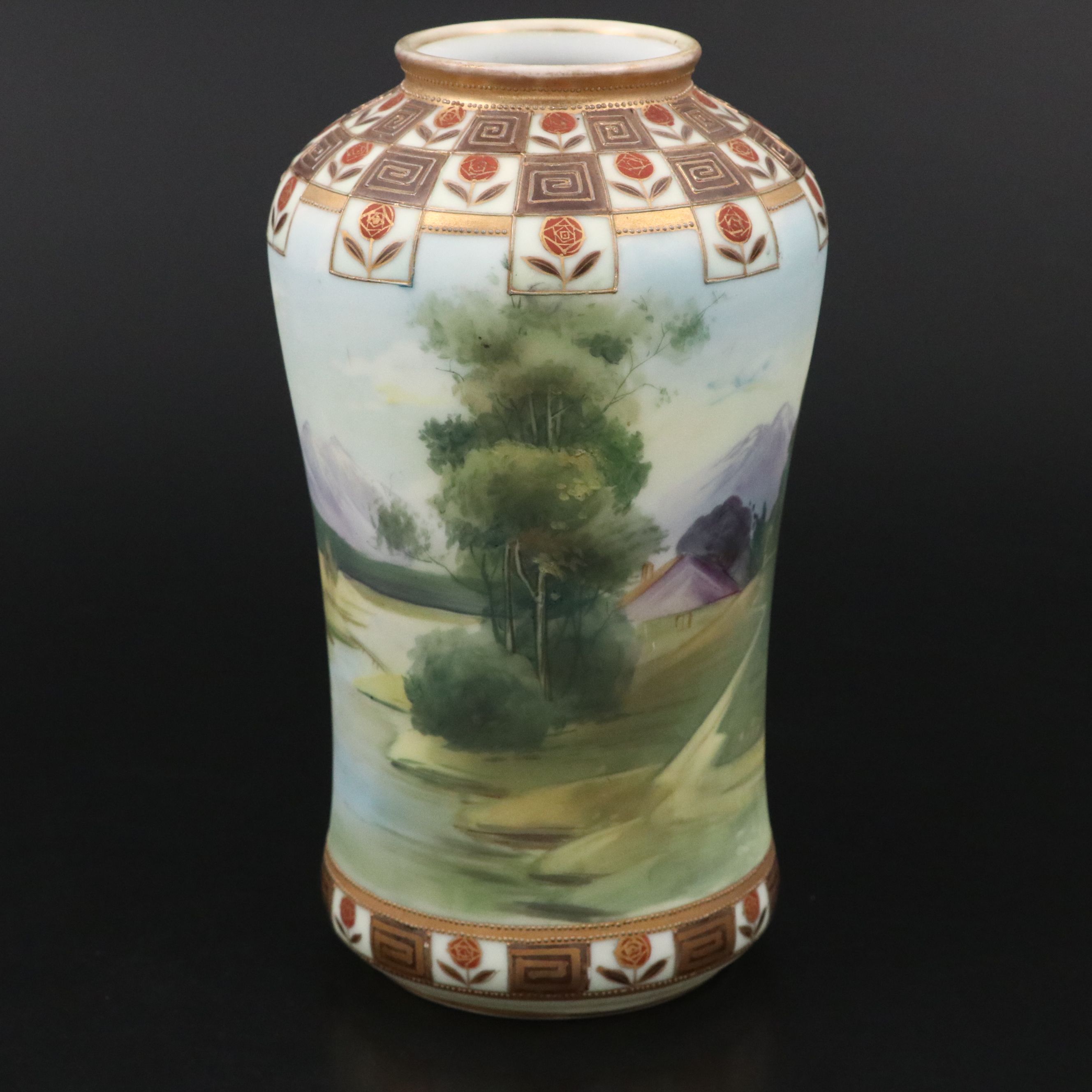 Japanese Morimura Hand-Painted Porcelain Vase & Empire Style Ceramic Planter