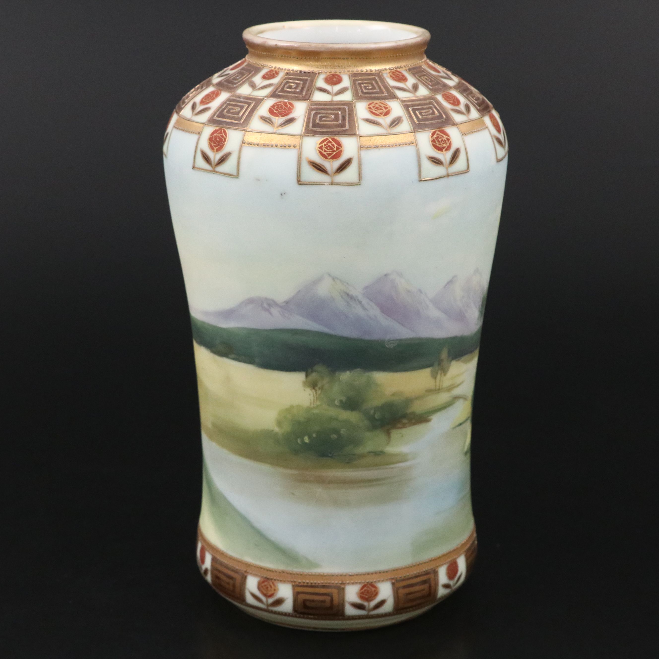 Japanese Morimura Hand-Painted Porcelain Vase & Empire Style Ceramic Planter