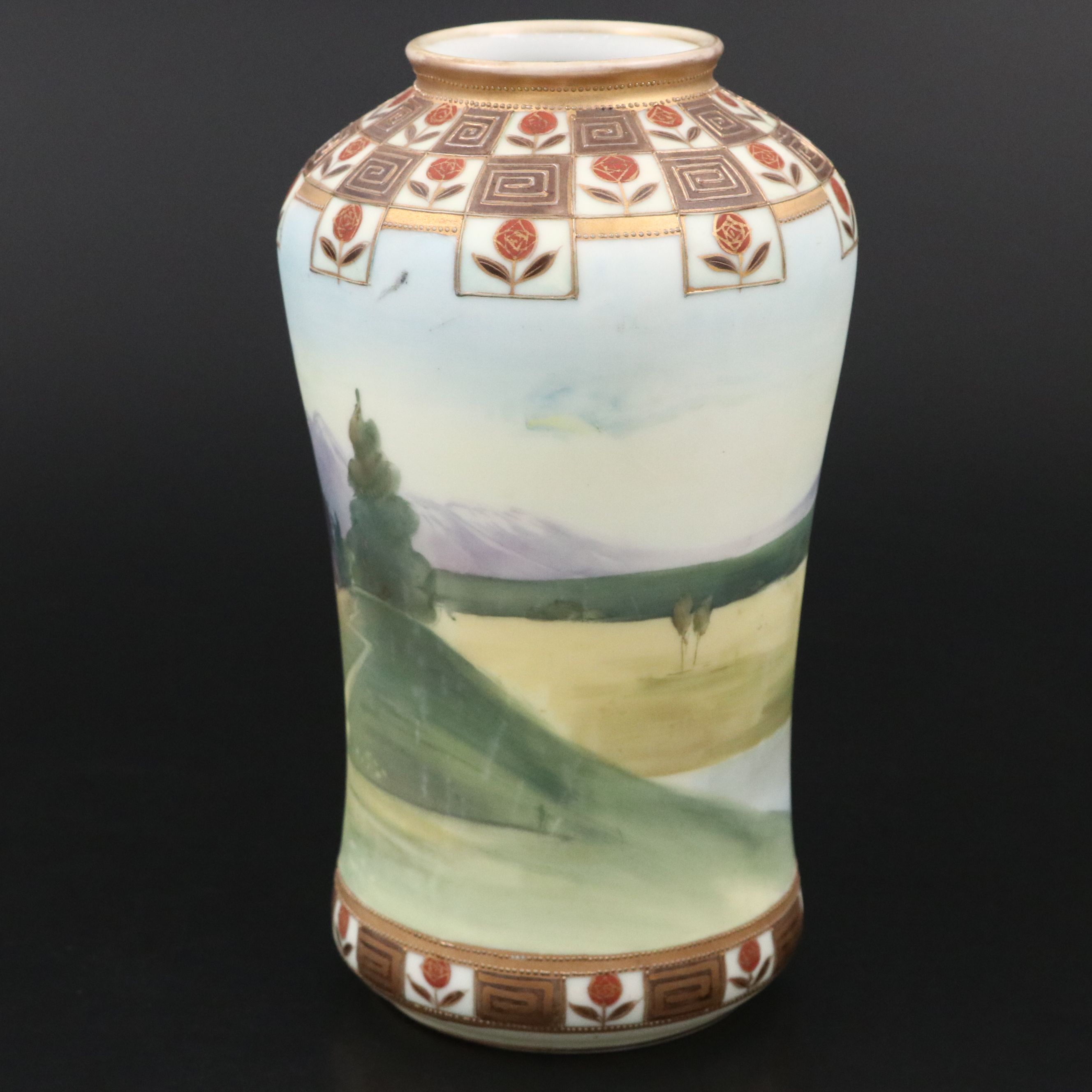 Japanese Morimura Hand-Painted Porcelain Vase & Empire Style Ceramic Planter