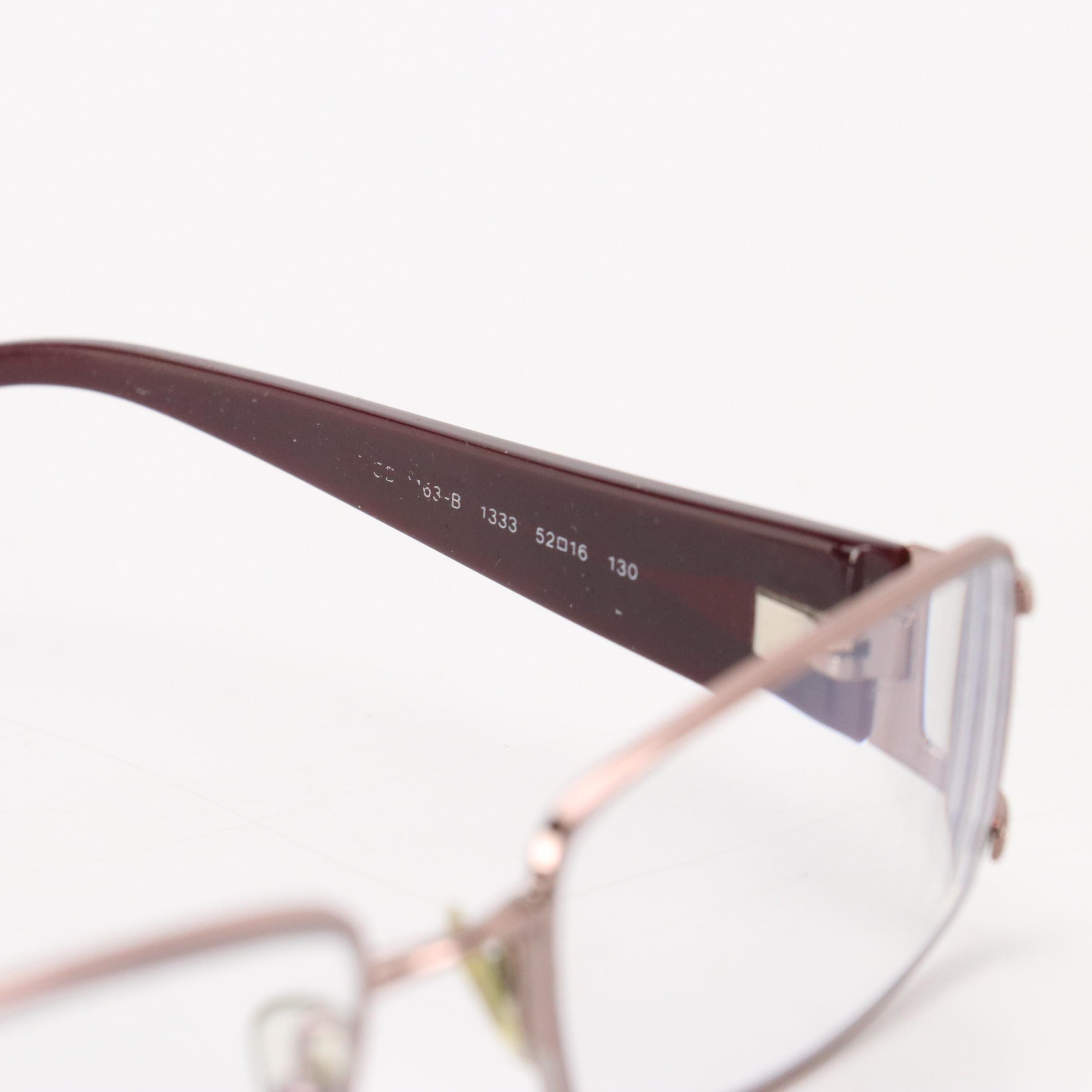 Versace Plum Purple Rectangular Prescription Eyeglasses with Rhinestone Accents