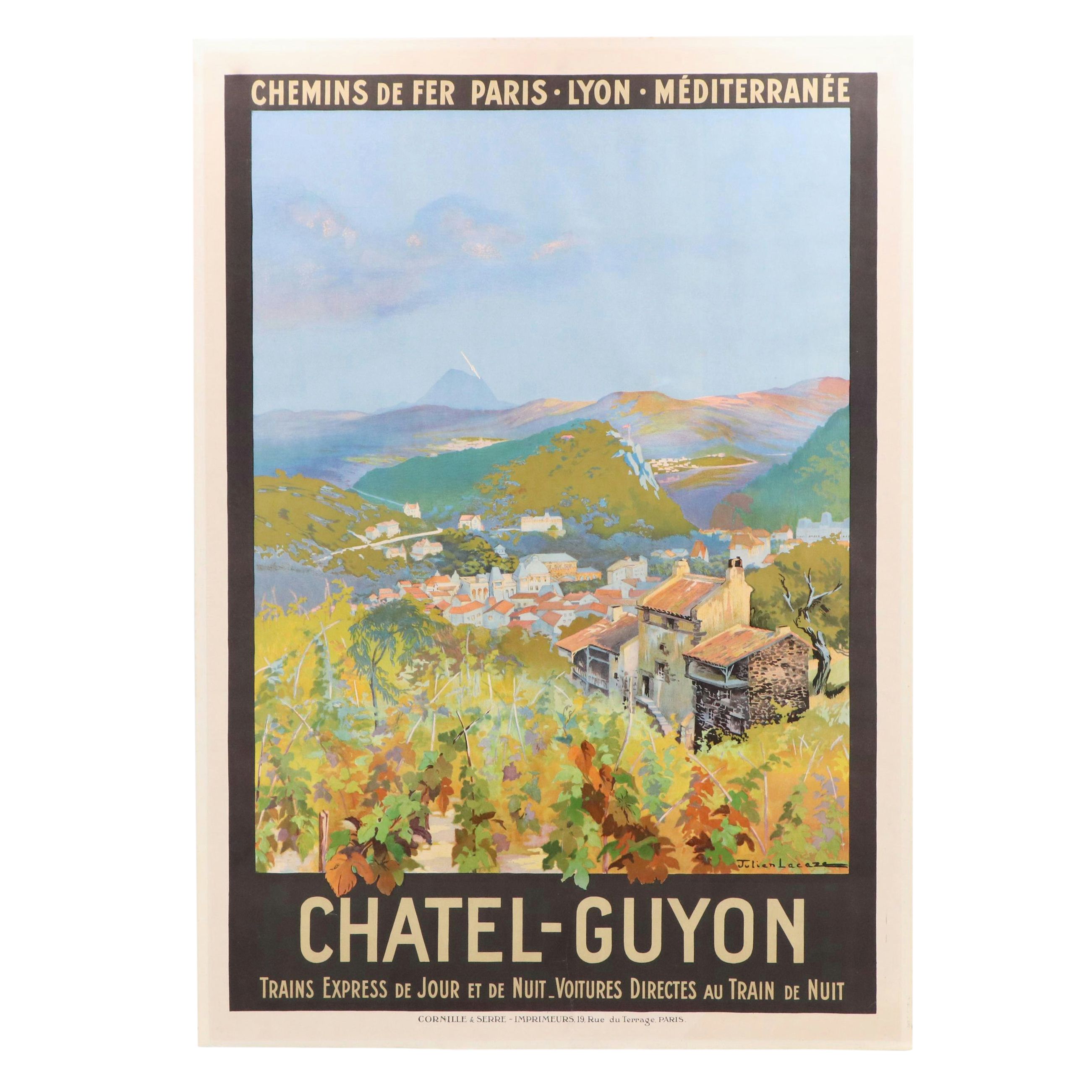 Designed by Julien Lacaze French Travel Color Lithograph Poster "Chatel-Guyon"