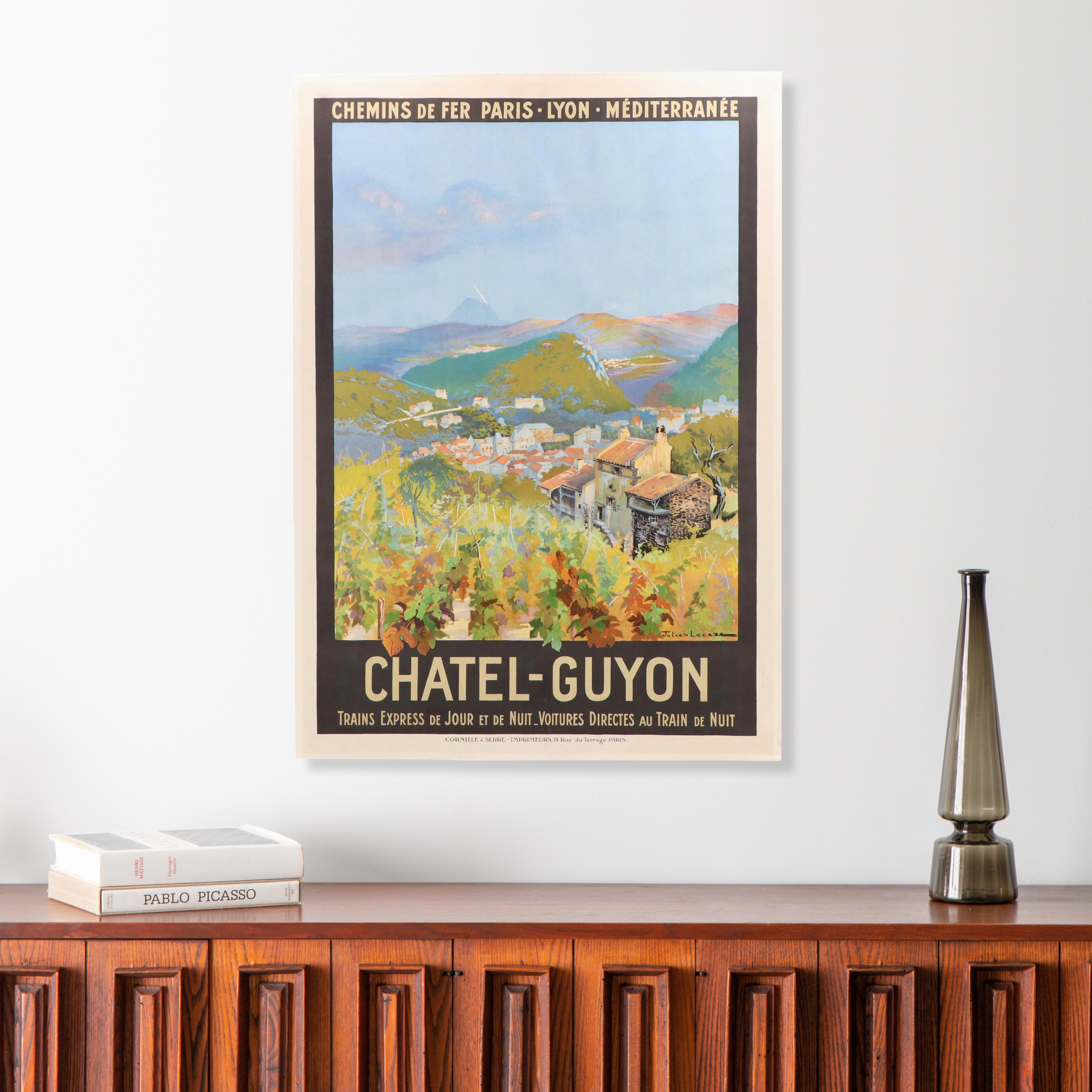 Designed by Julien Lacaze French Travel Color Lithograph Poster "Chatel-Guyon"