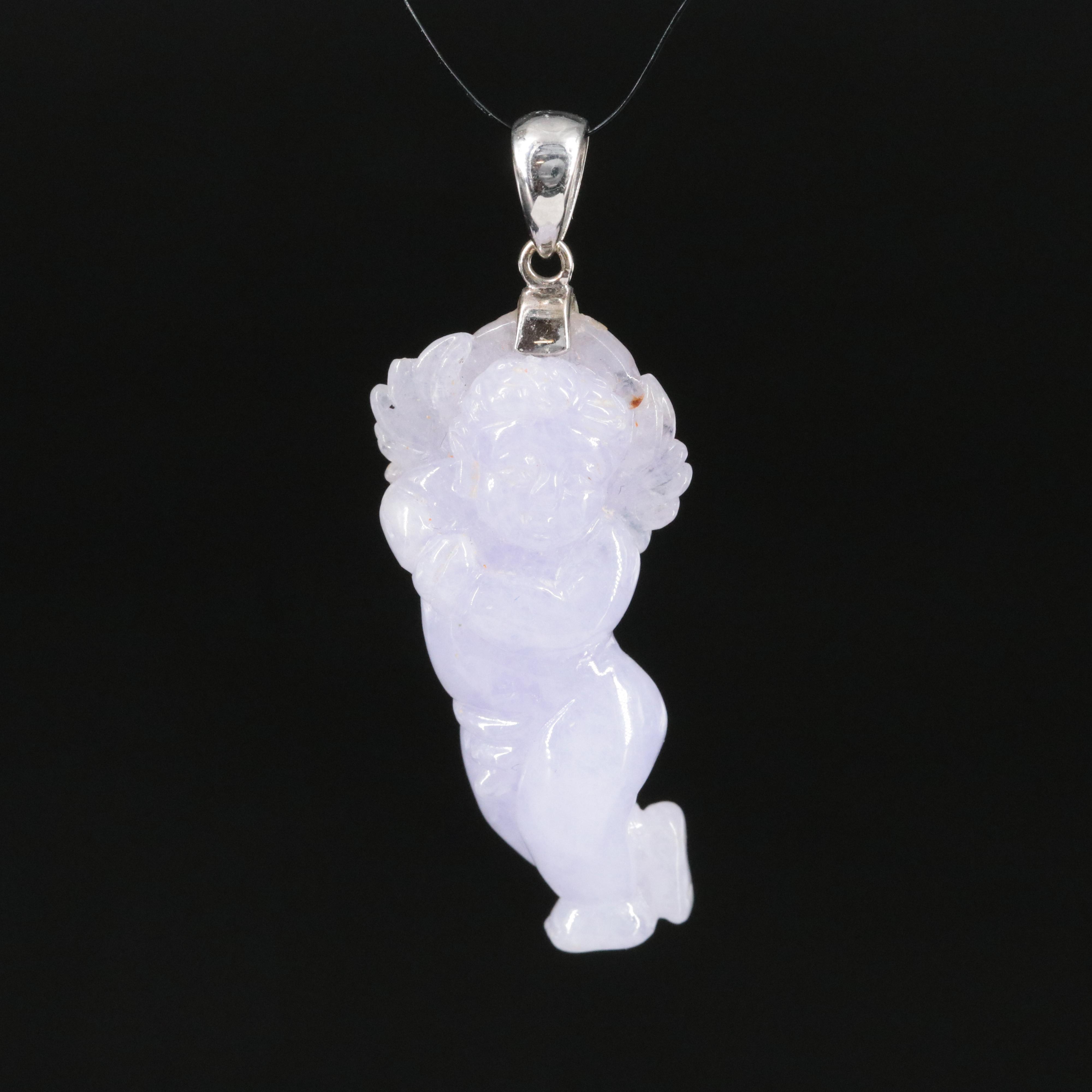 Jadeite Cupid Pendant with 14K Bail