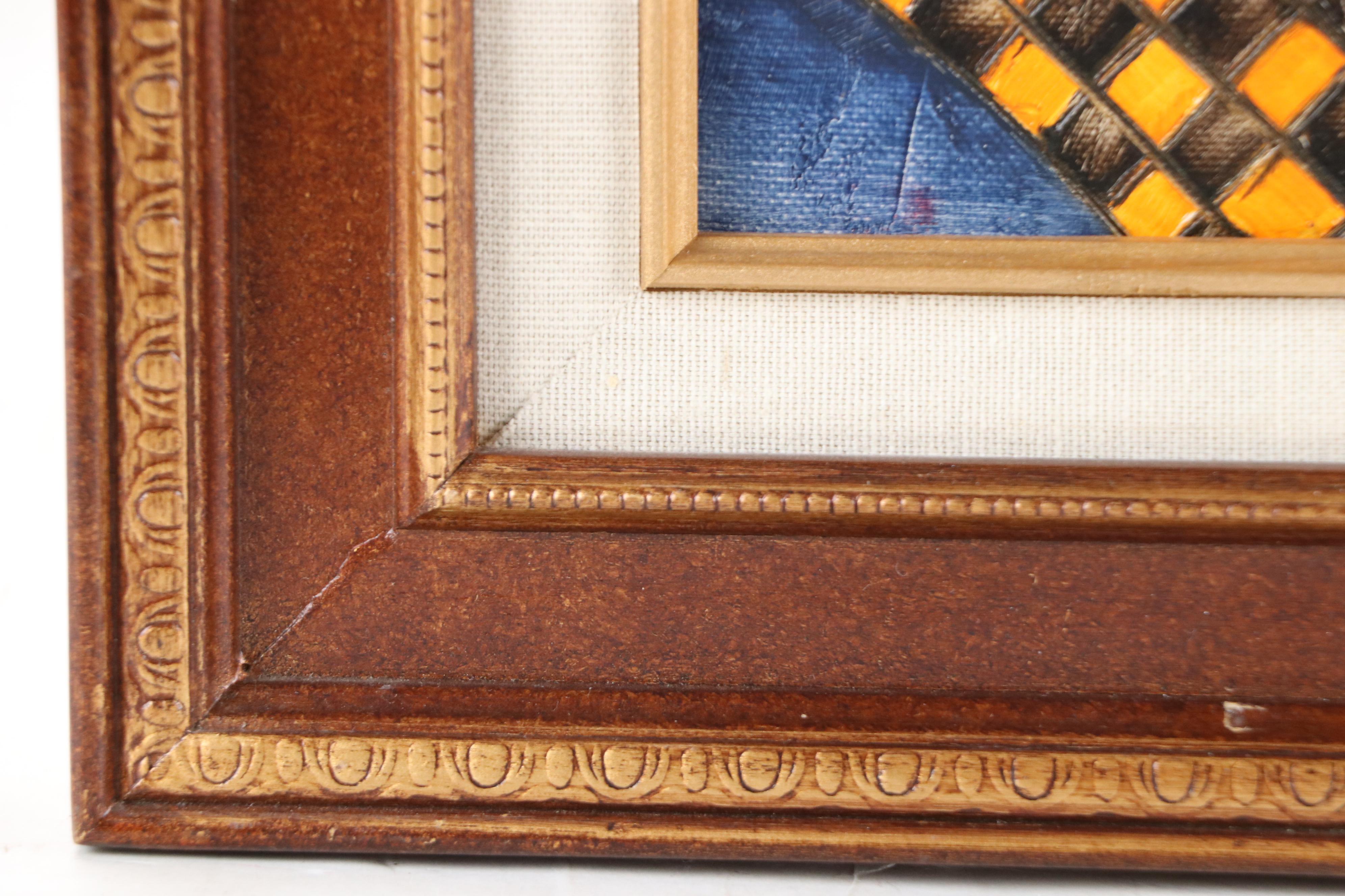 Joyce Roybal Folk Art Style Acrylic Painting of Angel Children With Lutes