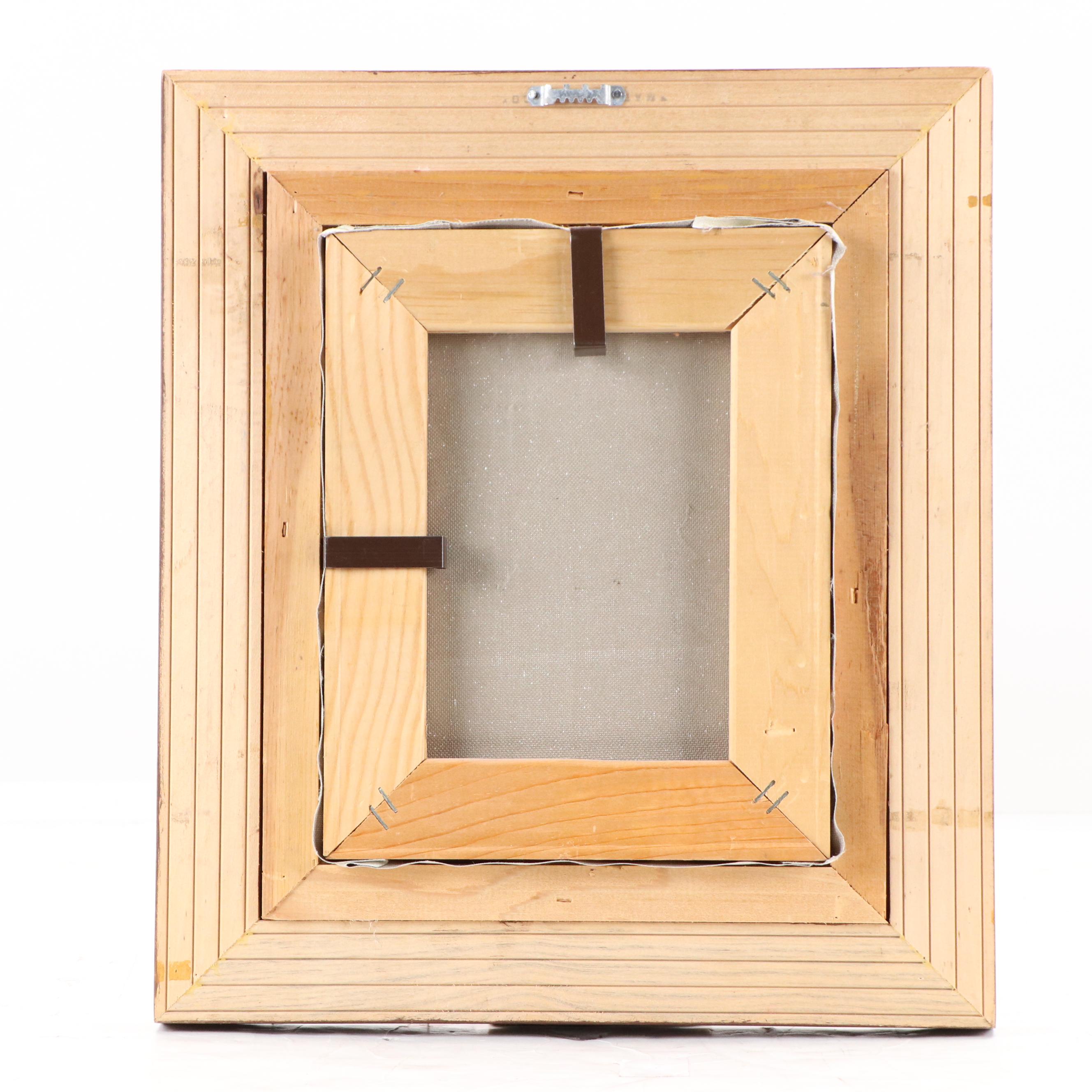 Joyce Roybal Folk Art Style Acrylic Painting of Angel Children With Lutes