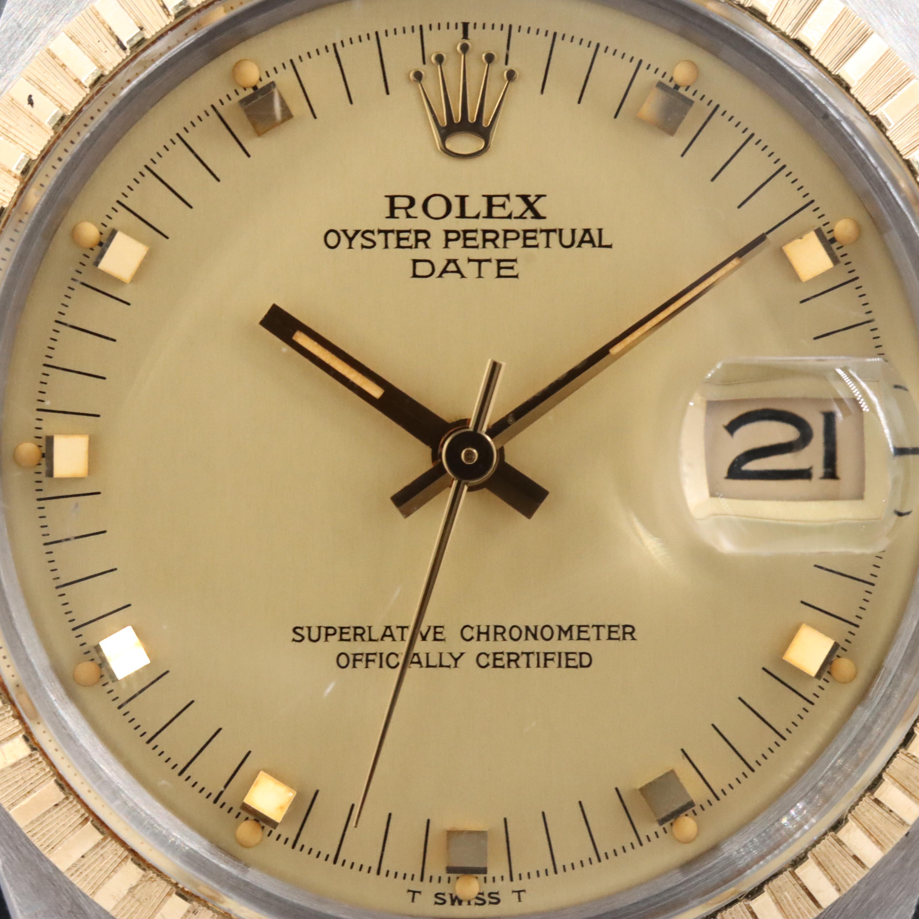 1981 Oyster Perpetual Date 15053 Engine Turned Bezel Watch