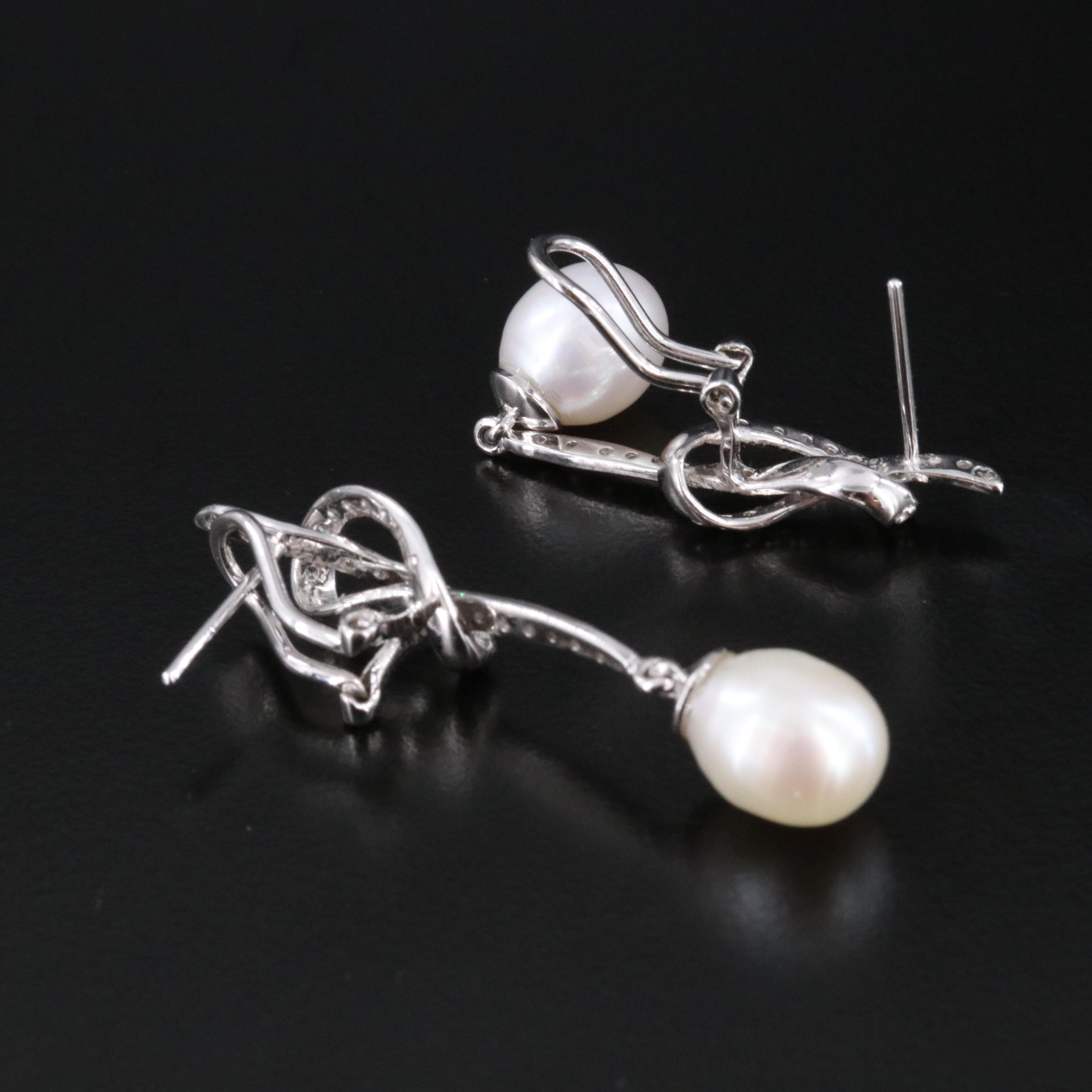 18K Pearl and Diamond Knot Earrings