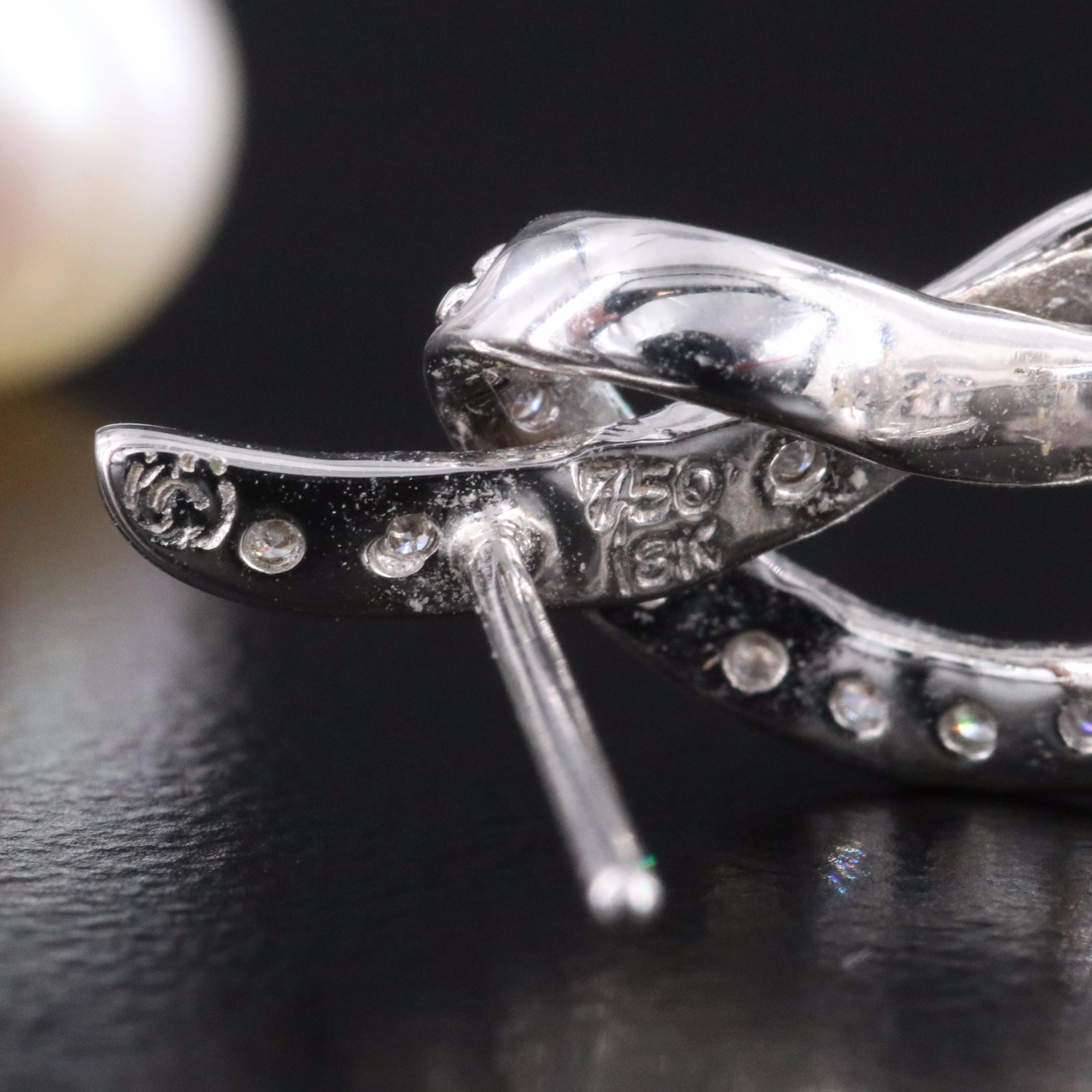 18K Pearl and Diamond Knot Earrings