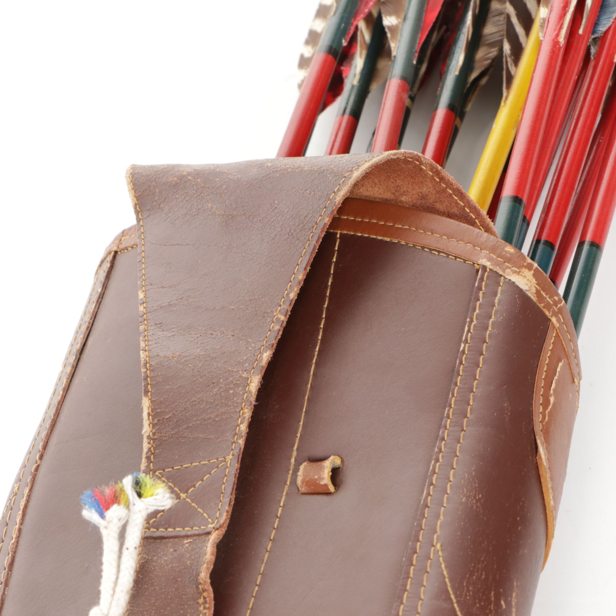 Bear Archery Leather Quiver with Arrows, Teal Bow and Accessories