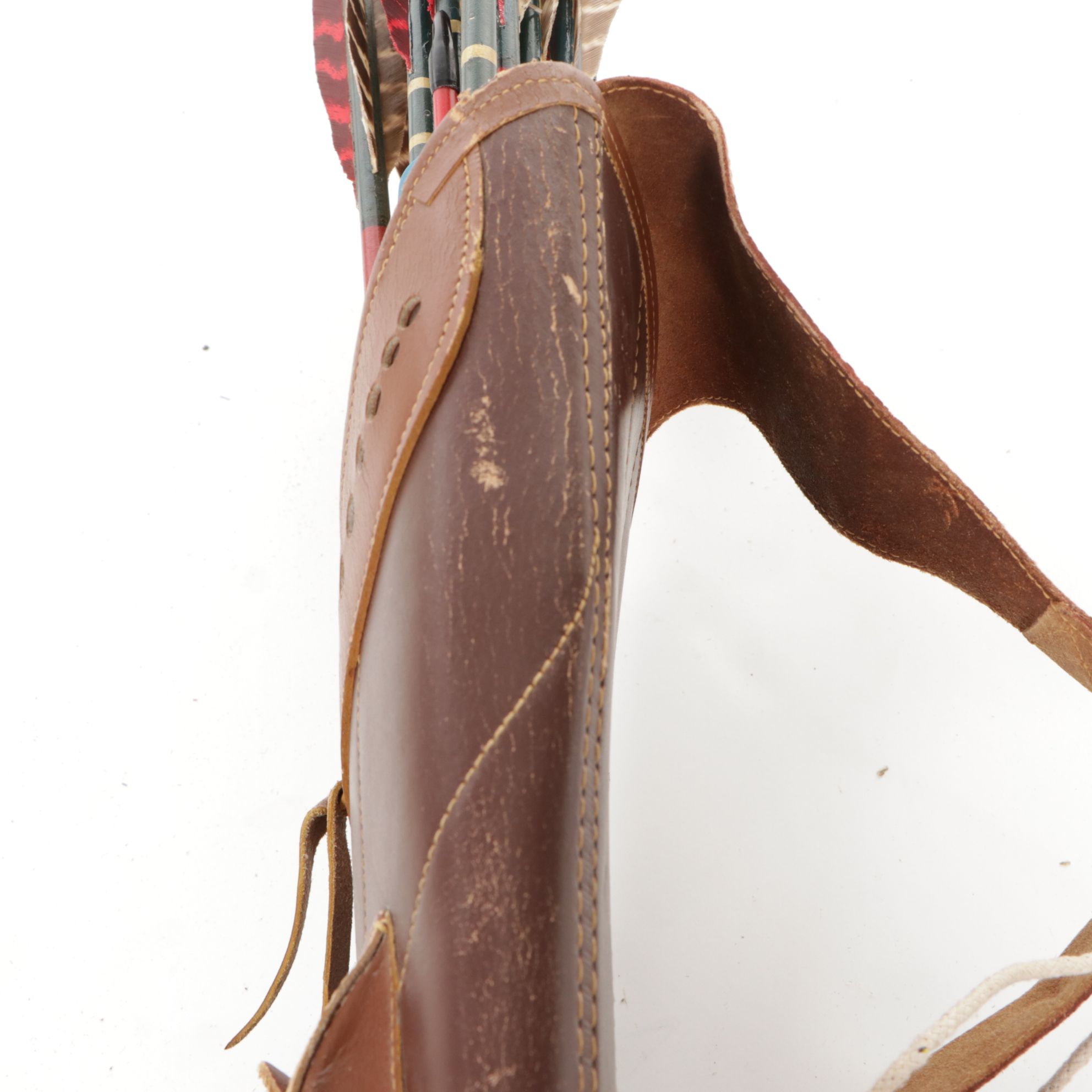 Bear Archery Leather Quiver with Arrows, Teal Bow and Accessories