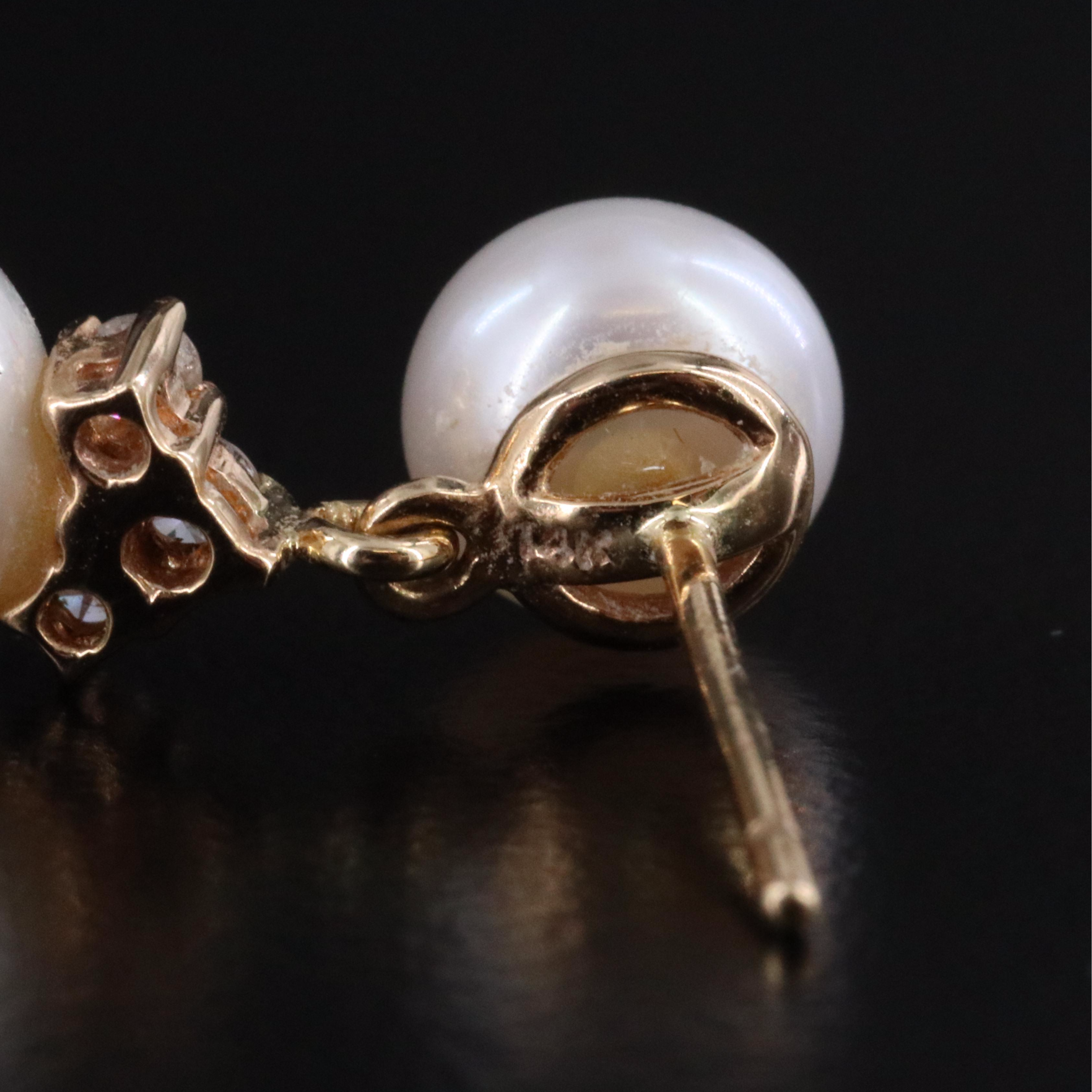 14K Pearl and Diamond Earrings