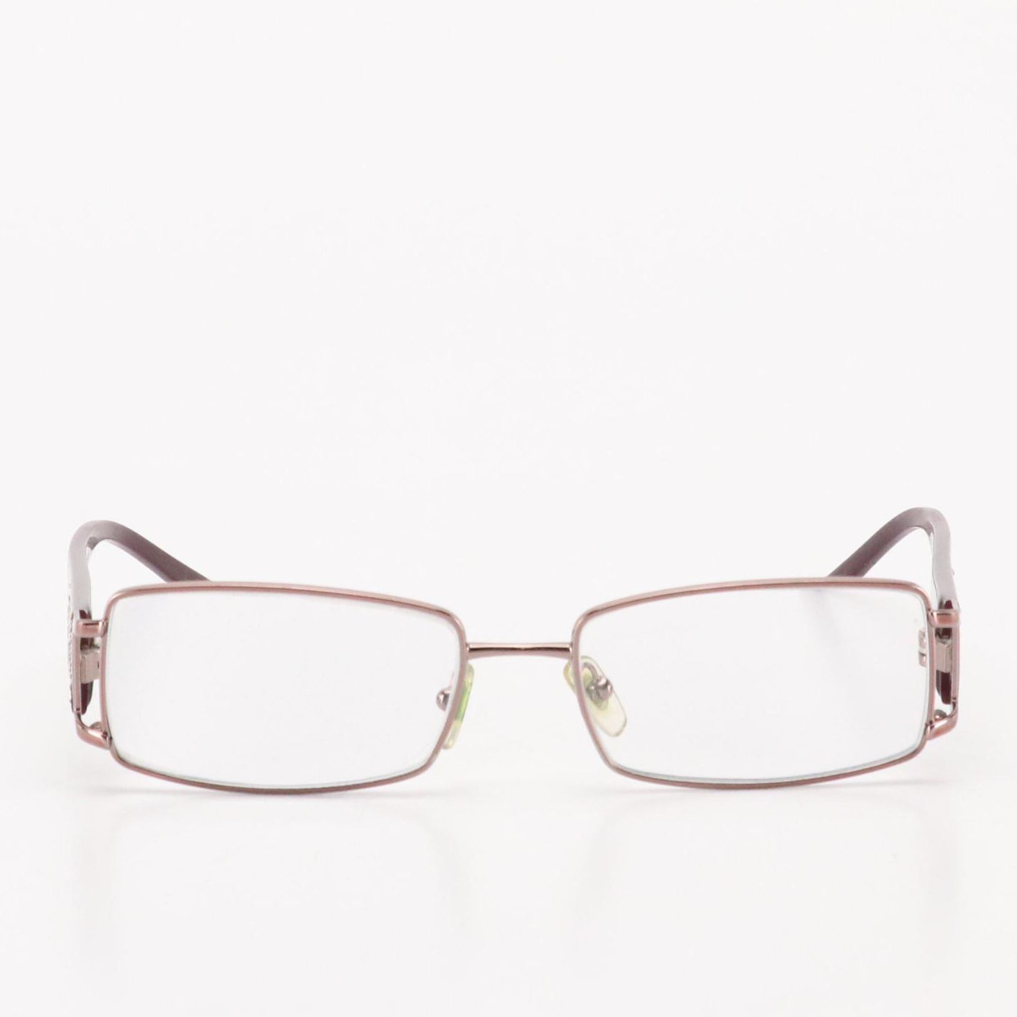 Versace Plum Purple Rectangular Prescription Eyeglasses with Rhinestone Accents