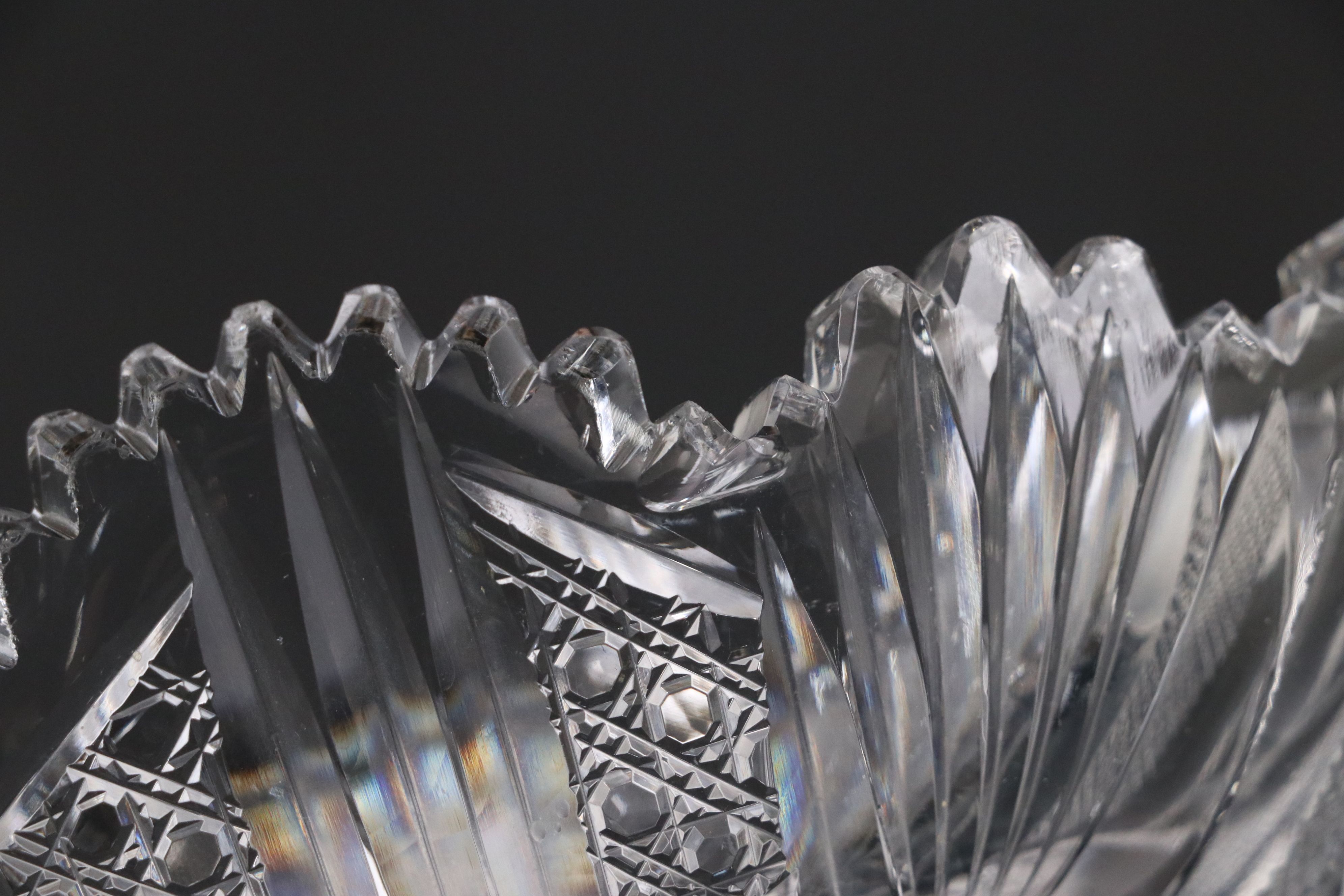 Russian Crystal Decanter, American Brilliant Cut Crystal Dish, and Crystal Bowl