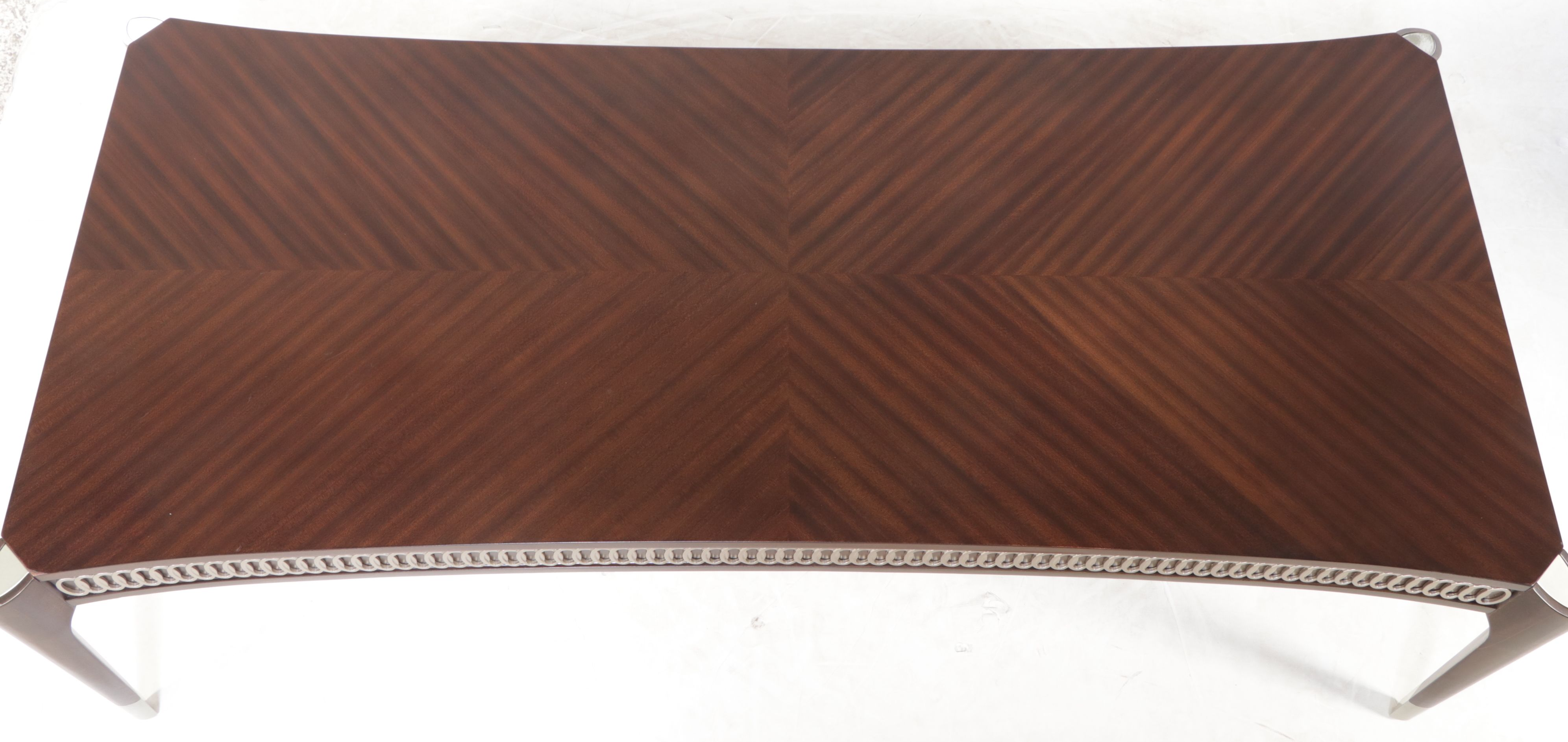 Caracole "Oxford" Walnut Finish Sapele and Silvered Wood Coffee Table