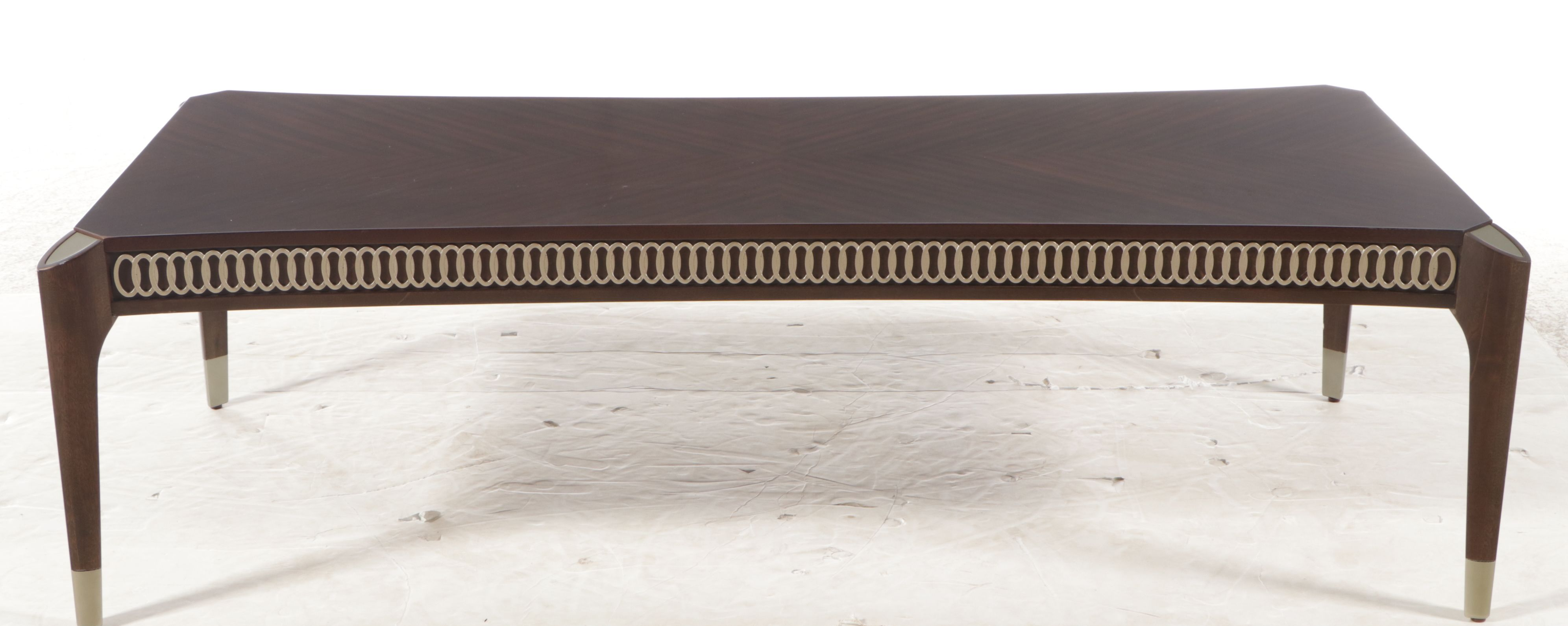 Caracole "Oxford" Walnut Finish Sapele and Silvered Wood Coffee Table