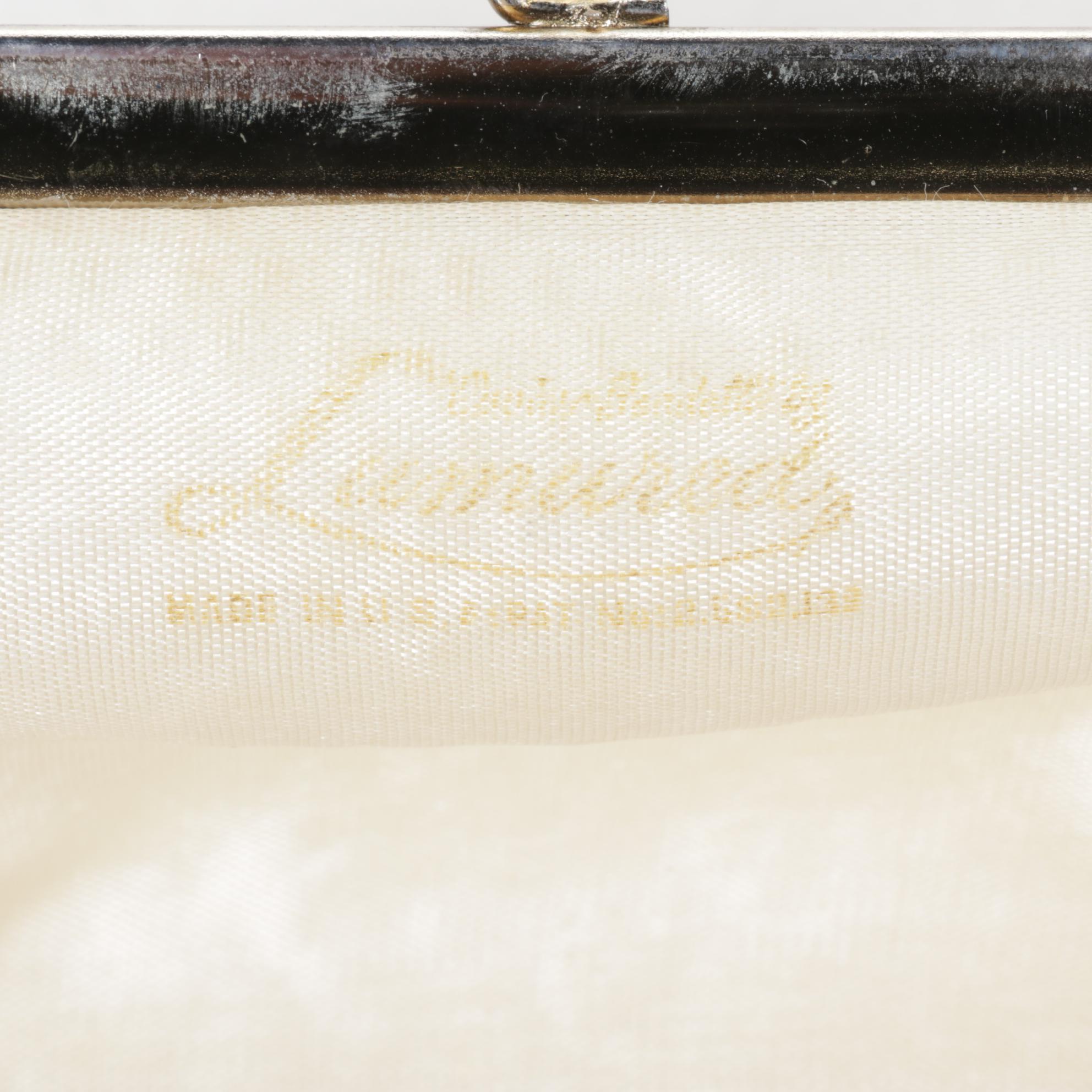 Ivory Beaded Clutch with Life Stride Brown Leather Satchel and Evening Purse