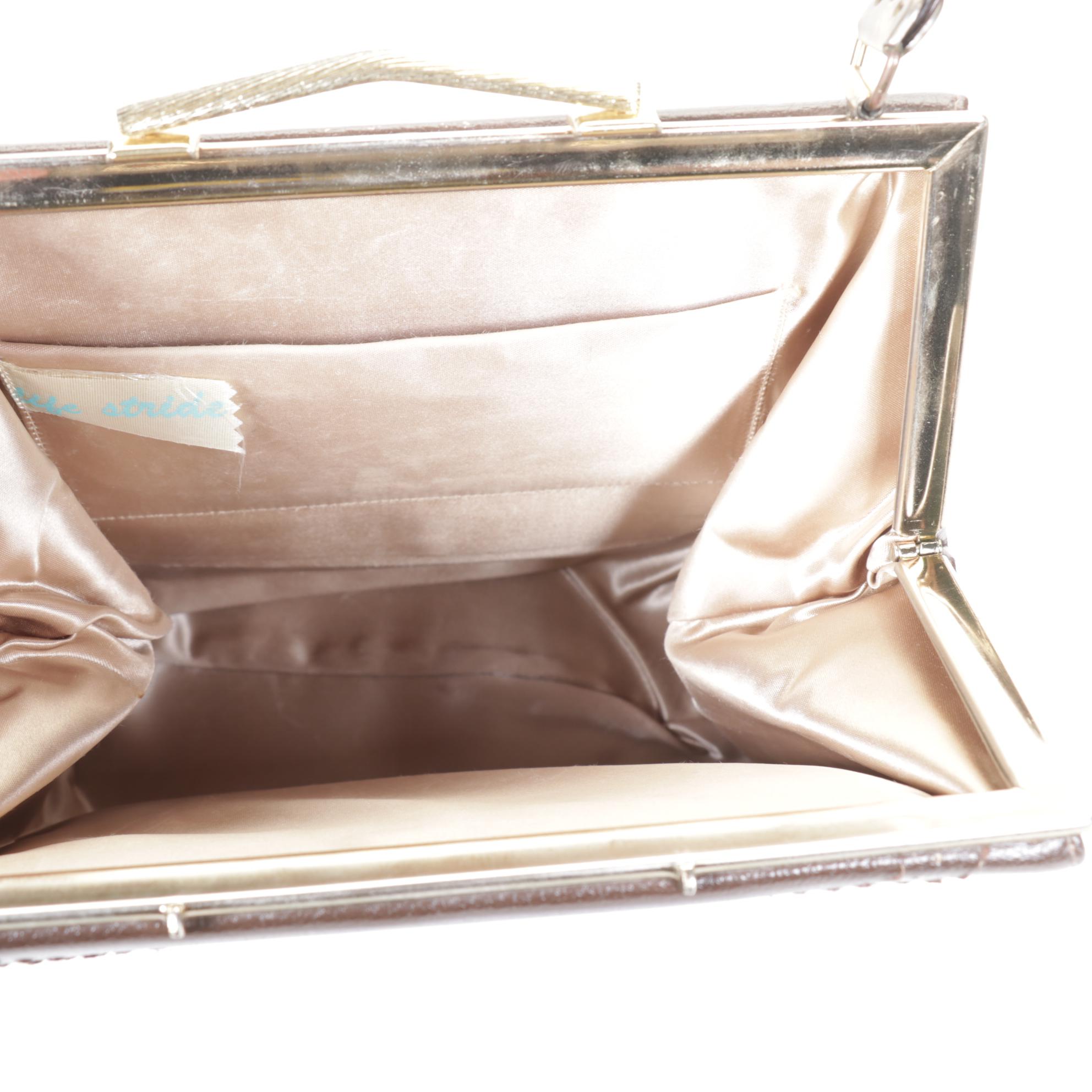 Ivory Beaded Clutch with Life Stride Brown Leather Satchel and Evening Purse