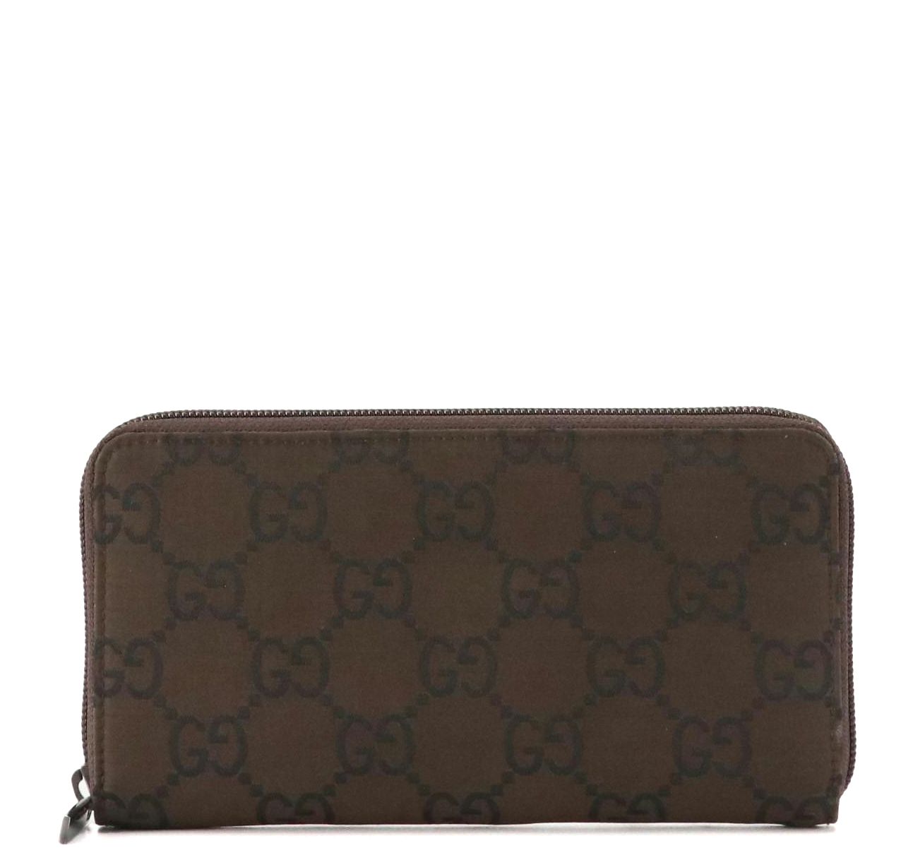 Gucci Brown Jumbo GG Jacquard Zip-Around Wallet with Box