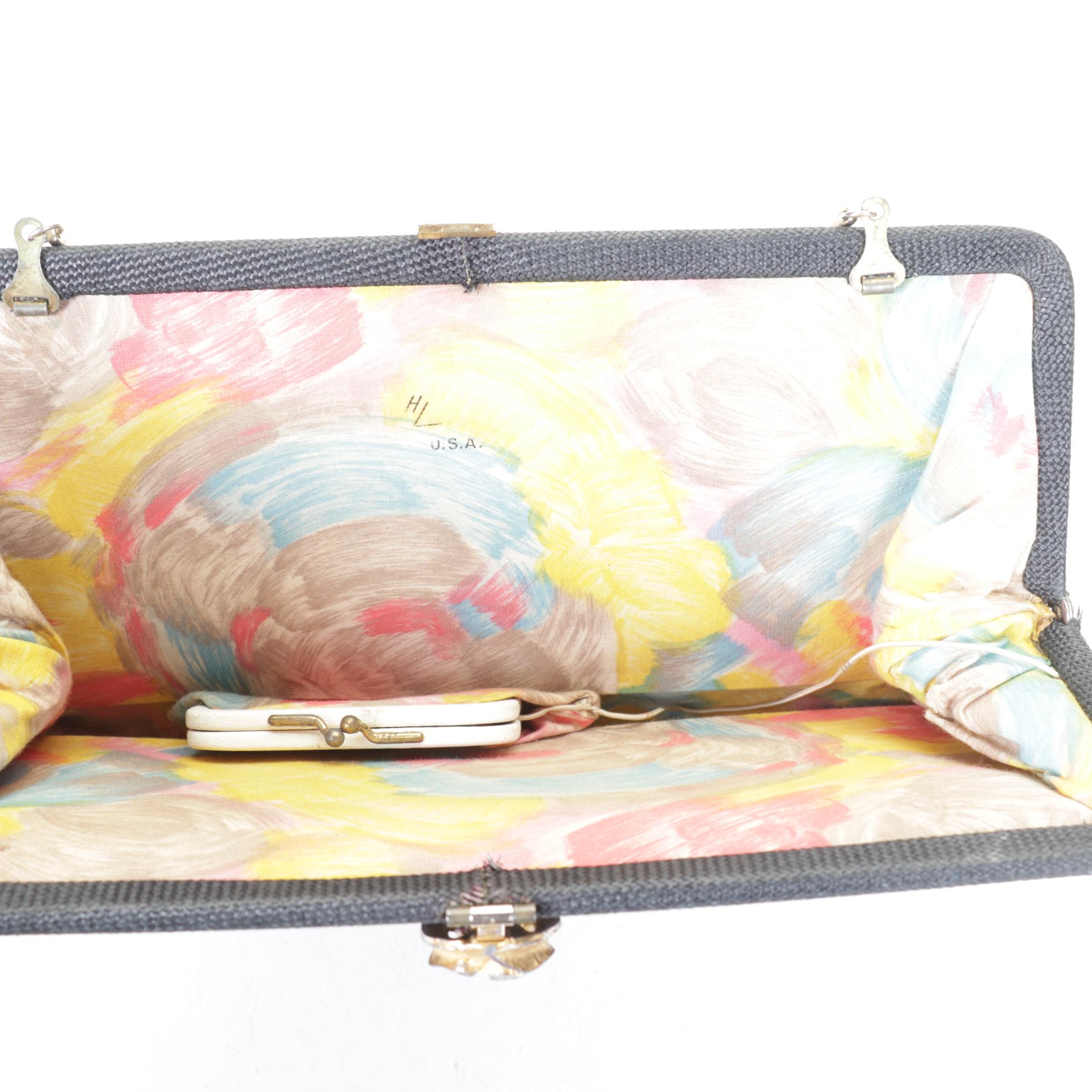 Ivory Beaded Clutch with Life Stride Brown Leather Satchel and Evening Purse