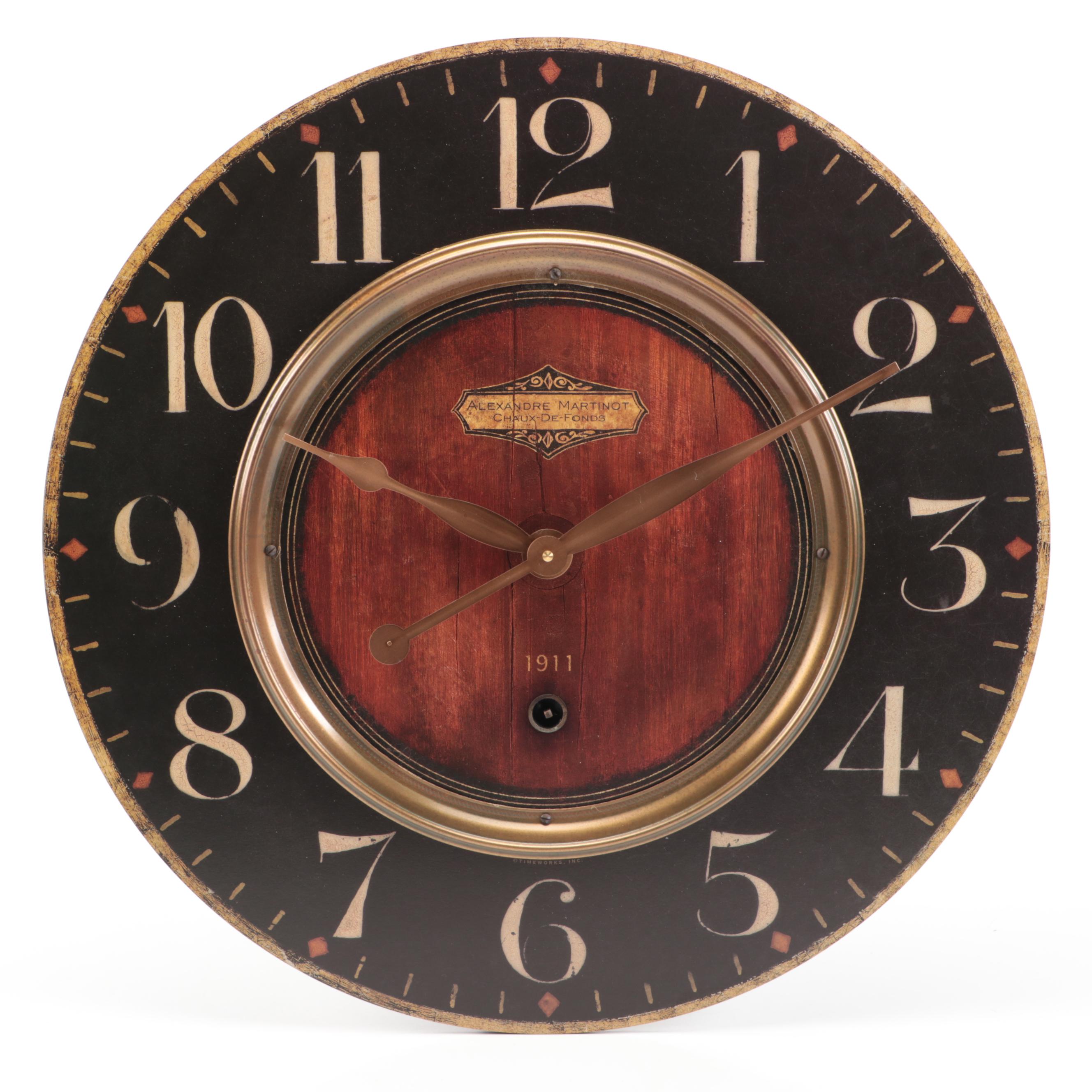 Alexandre Martinot Wall Clock with Bookends and Other Home Décor