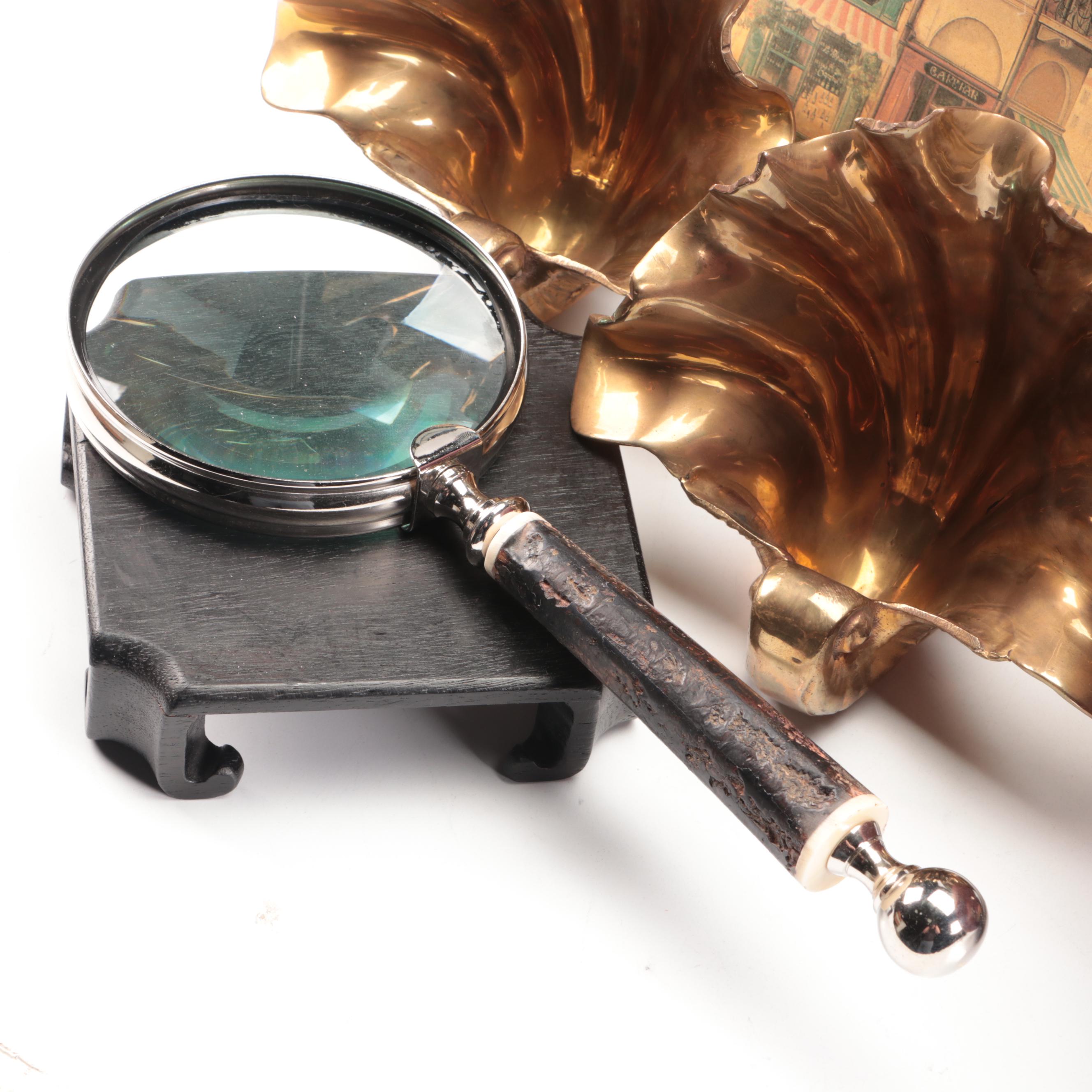 Alexandre Martinot Wall Clock with Bookends and Other Home Décor