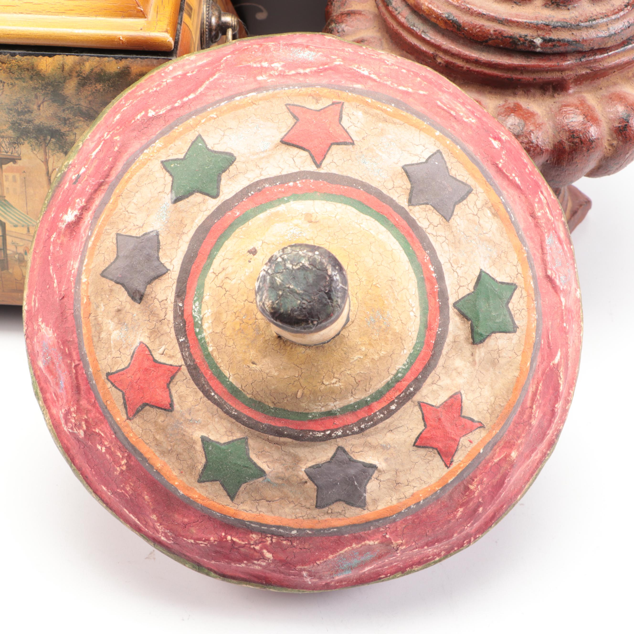 Alexandre Martinot Wall Clock with Bookends and Other Home Décor