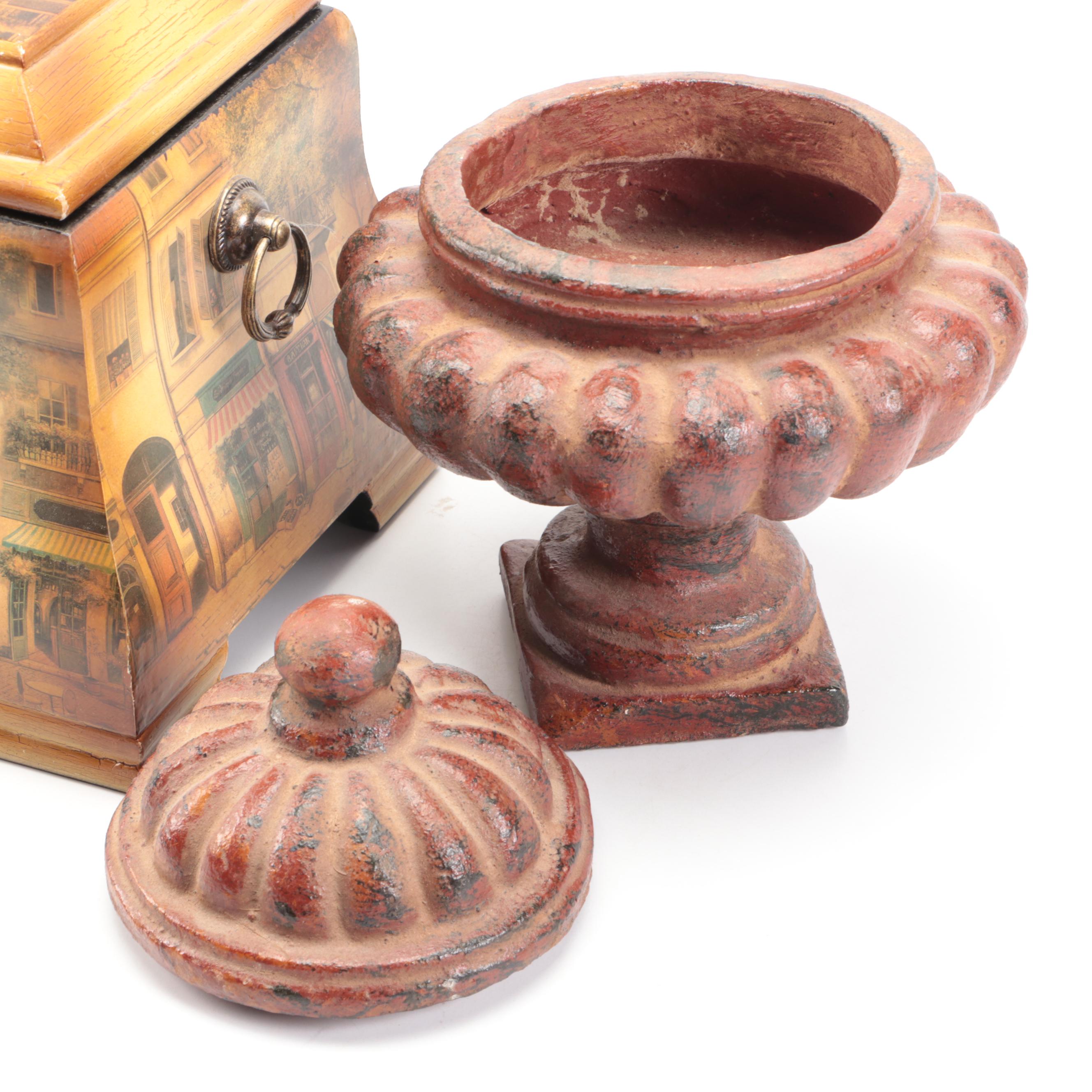 Alexandre Martinot Wall Clock with Bookends and Other Home Décor